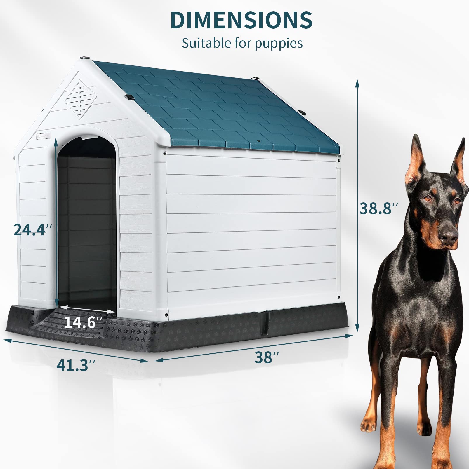 OFIKA Insulated Plastic Dog House for Small, Medium & Large Dogs - Durable Waterproof Outdoor/Indoor Dog House with Air Vents & Elevated Floor - Easy to Assemble & Clean - Perfect for Backyard, Patio or Garage Use