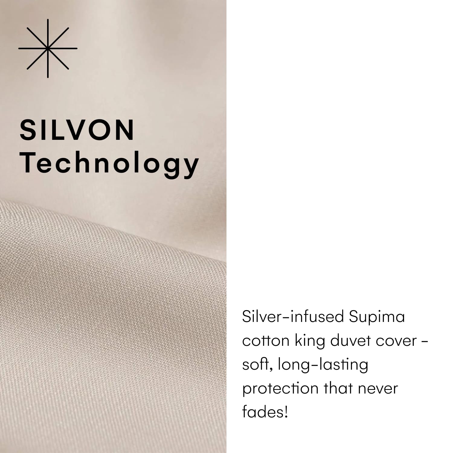 Silvon Anti-Acne Premium Full Size Duvet Cover for Acne Prone Skin - Silver Infused Smart Fabric, Odor & Bacteria Resistant, Breathable Ultra Soft Supima Cotton (Full, Sand) - Perfect for Sensitive Skin & Allergy Relief in Bedrooms