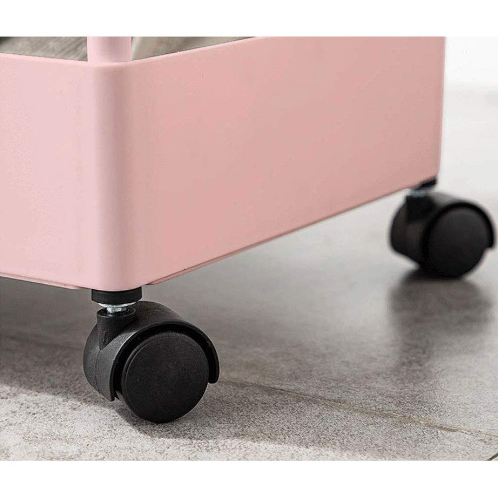 4-Tier Slim Rolling Storage Cart with Wheels - Pink Utility Cart for Kitchen, Bathroom, Bedroom & Craft Room Organization | Mobile Storage Solution for Small Spaces