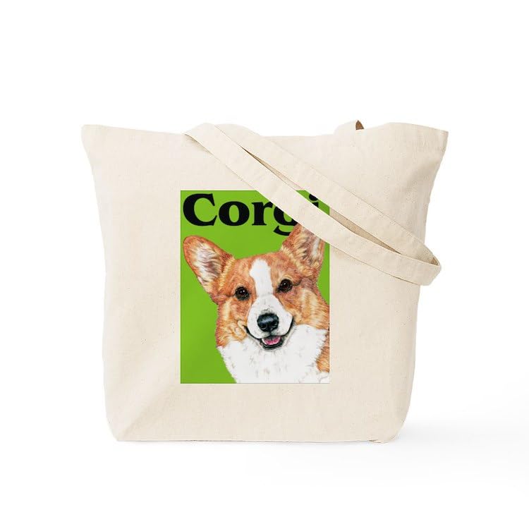 Pembroke Welsh Corgi Green Pop Art Canvas Tote Bag - Eco-Friendly Reusable Shopping Bag for Groceries, Beach & Work