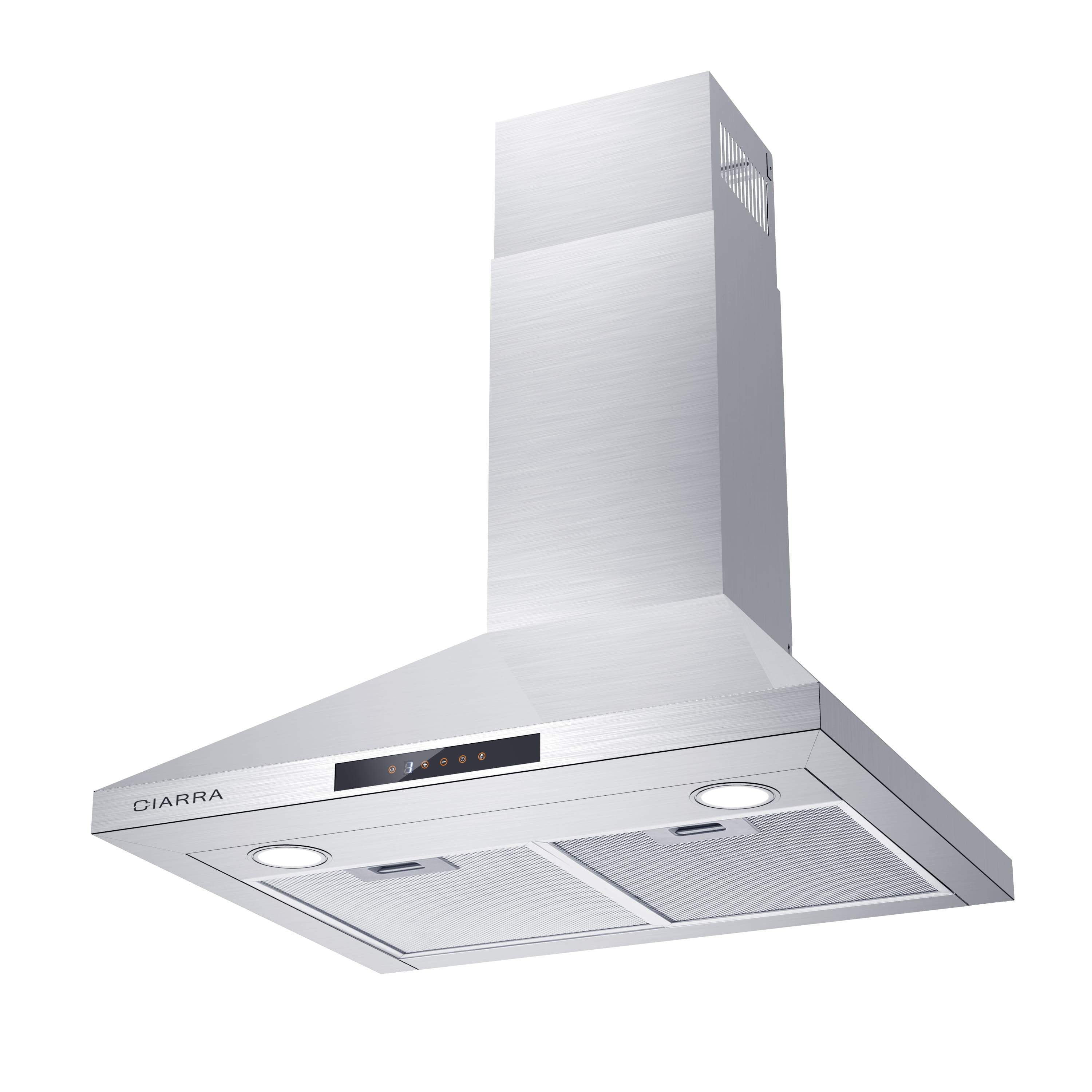 CIARRA 30 Inch Wall Mount Range Hood - 3 Speed Extraction, 400 CFM, Stainless Steel Kitchen Vent Hood for Stove, Oven, Cooktop - Perfect for Modern Home Kitchen & Restaurant Use (Model CAS75206 OW)