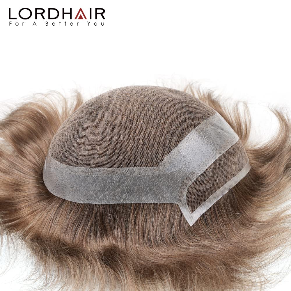 Lordhair Men's Hair System - Natural Human Hair Toupee with Lace Front & Skin Perimeter Base - Multiple Sizes Available - Perfect for Daily Wear, Special Occasions & Hair Loss Solutions