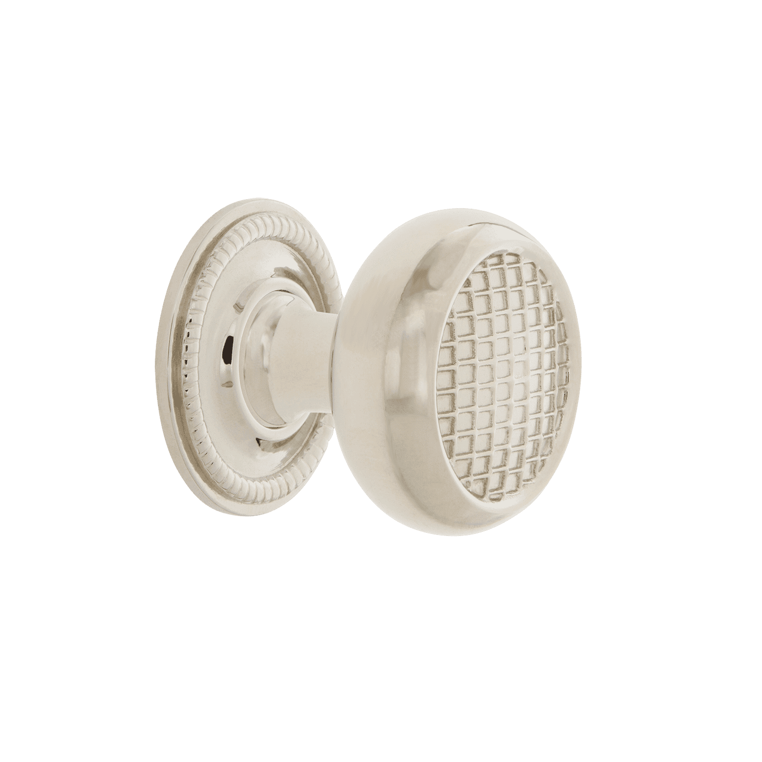 Craftsman Brass 1 3/8 Inch Cabinet Knob with Rope Rose Design in Polished Nickel Finish - Perfect for Kitchen Cabinets, Bathroom Vanities & Furniture Drawers