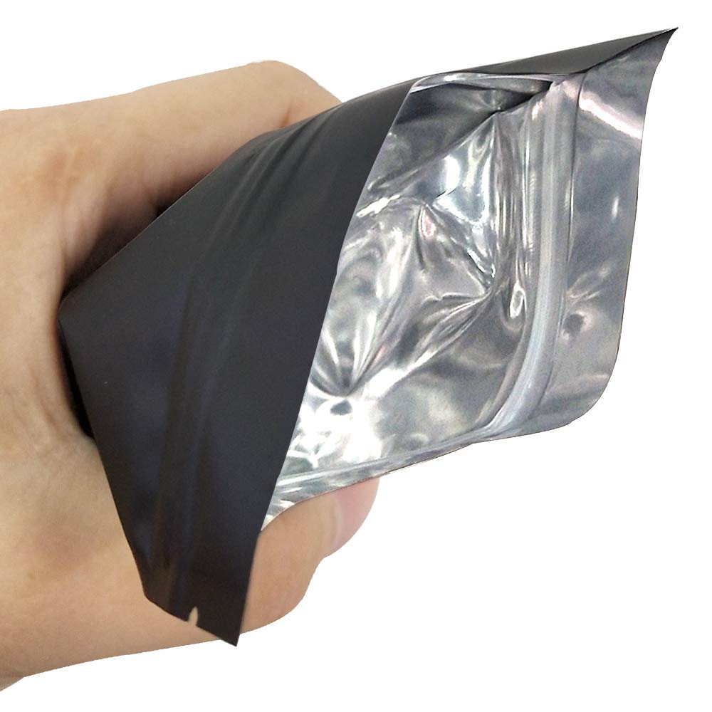 200 Pack 4x6 Inch Mylar Bags - Resealable Smell Proof Foil Pouch for Food Storage, Coffee, Tea, Herbs & Spices | Airtight Flat Matte Black Bags for Vacuum Sealing & Long Term Preservation