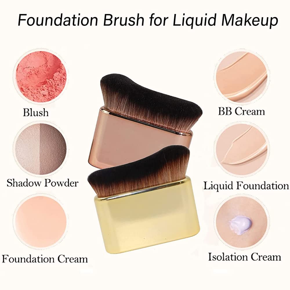 **Professional Siren Makeup Brush Set - Flat Top Kabuki Foundation Brush for Liquid Makeup (2Pcs, Mix) - Perfect for Flawless Blending & Airbrush Finish**