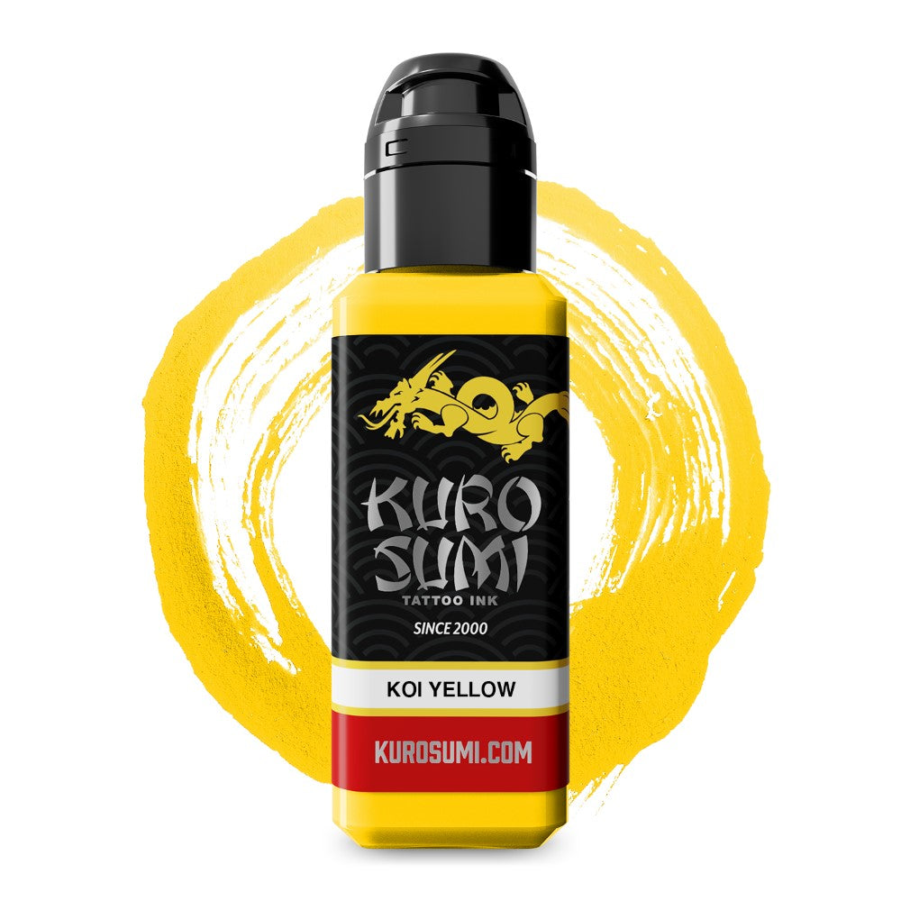 Kuro Sumi Koi Yellow Tattoo Ink - Professional Japanese Style Tattoo Pigment for Artists - Vibrant Long-Lasting Color for Sleeves, Traditional & Watercolor Tattoos