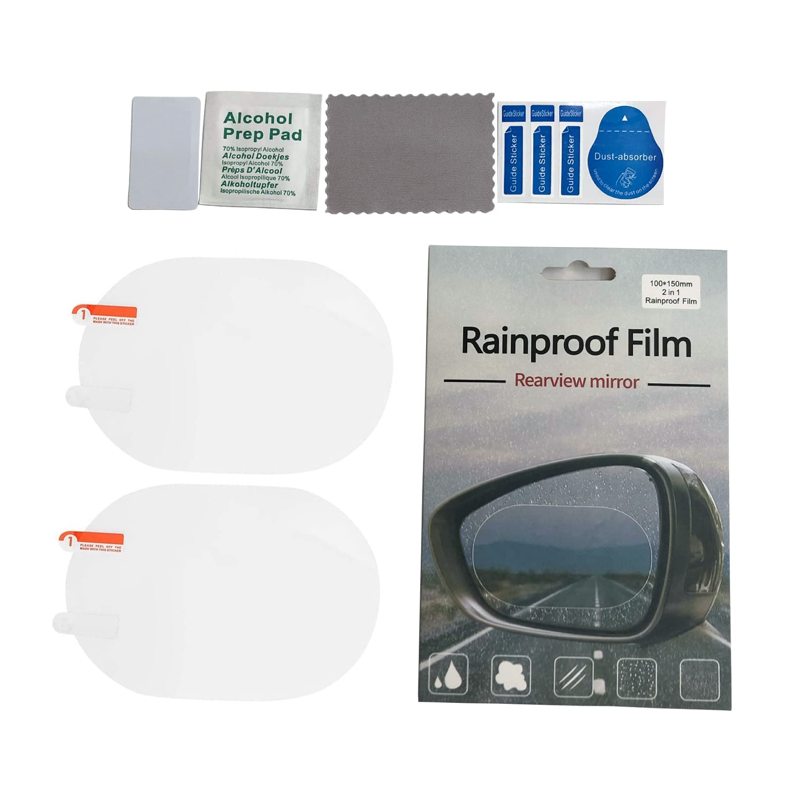 2 Pack Anti-Fog Waterproof Rearview Mirror Films - Rainproof Car Mirror Protector for Cars, Trucks, Vans & Motorcycles | Enhanced Visibility in Rainy & Foggy Conditions