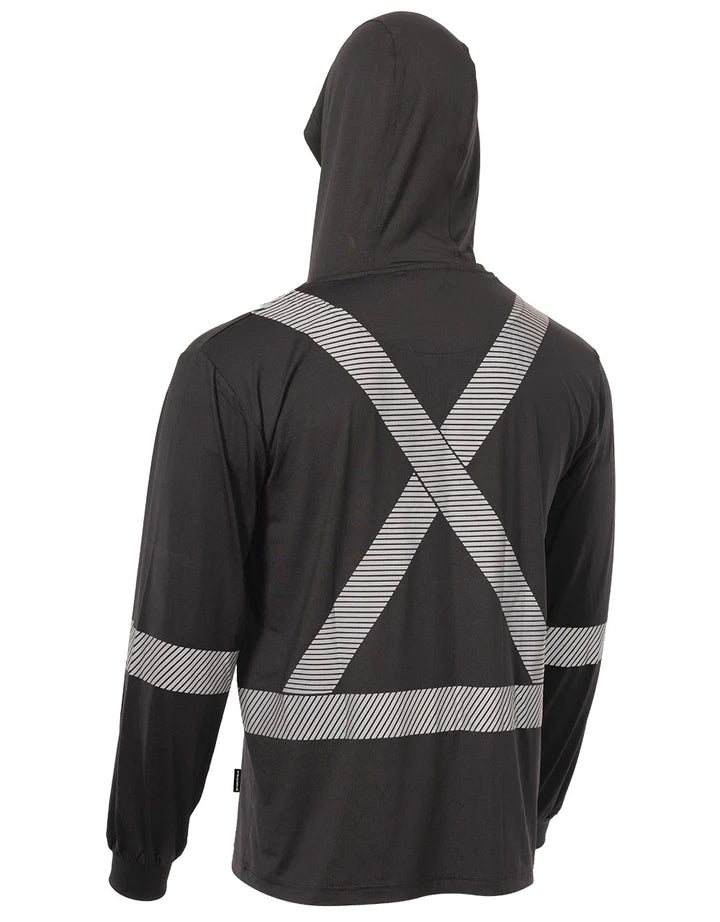 FORCEFIELD Hooded Ultrasoft Technical Long Sleeve Hi-Vis T-Shirt 022 SPXCSA - High Visibility Workwear for Construction & Outdoor Safety