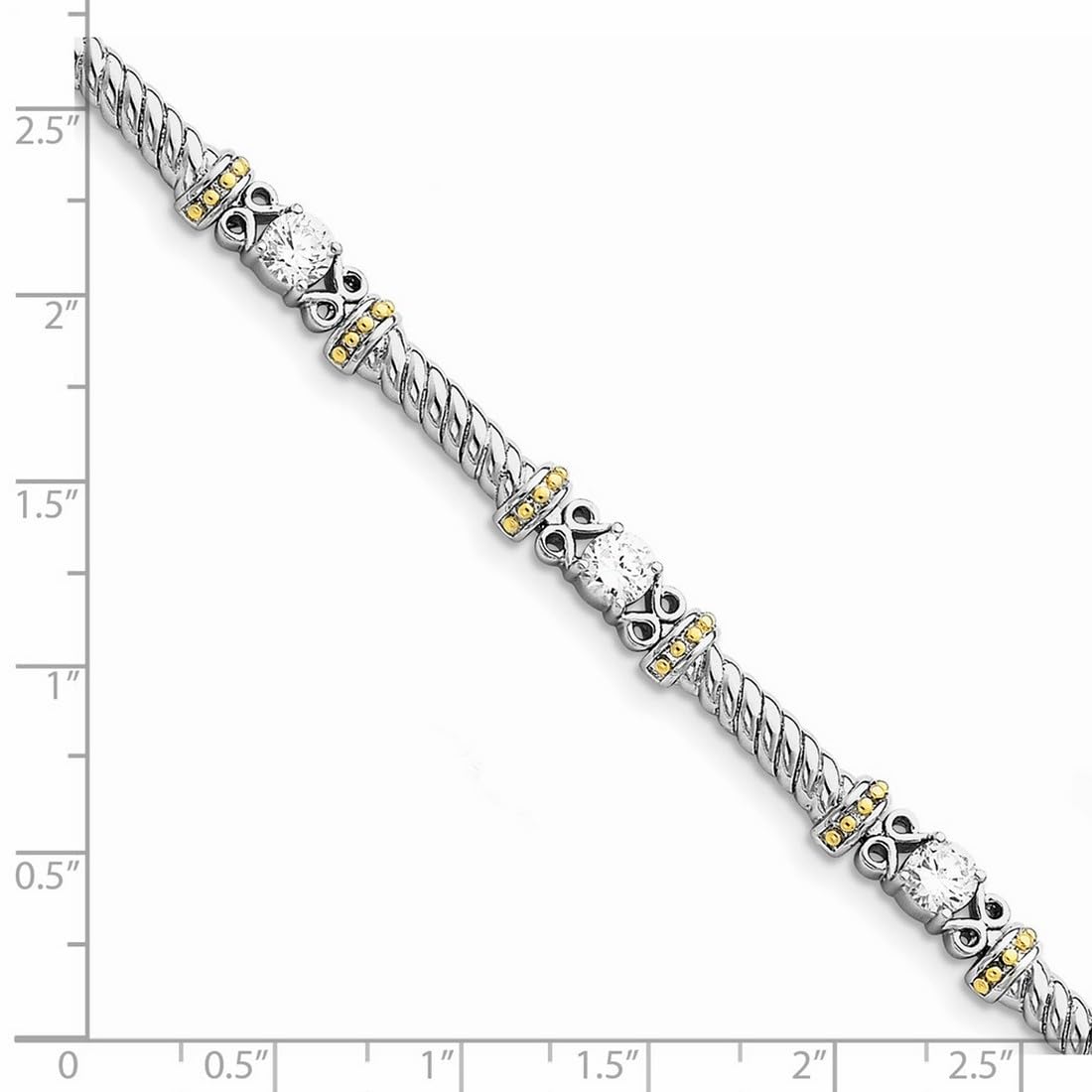925 Sterling Silver & Gold Plated CZ Cubic Zirconia Simulated Diamond Bracelet for Women - 7