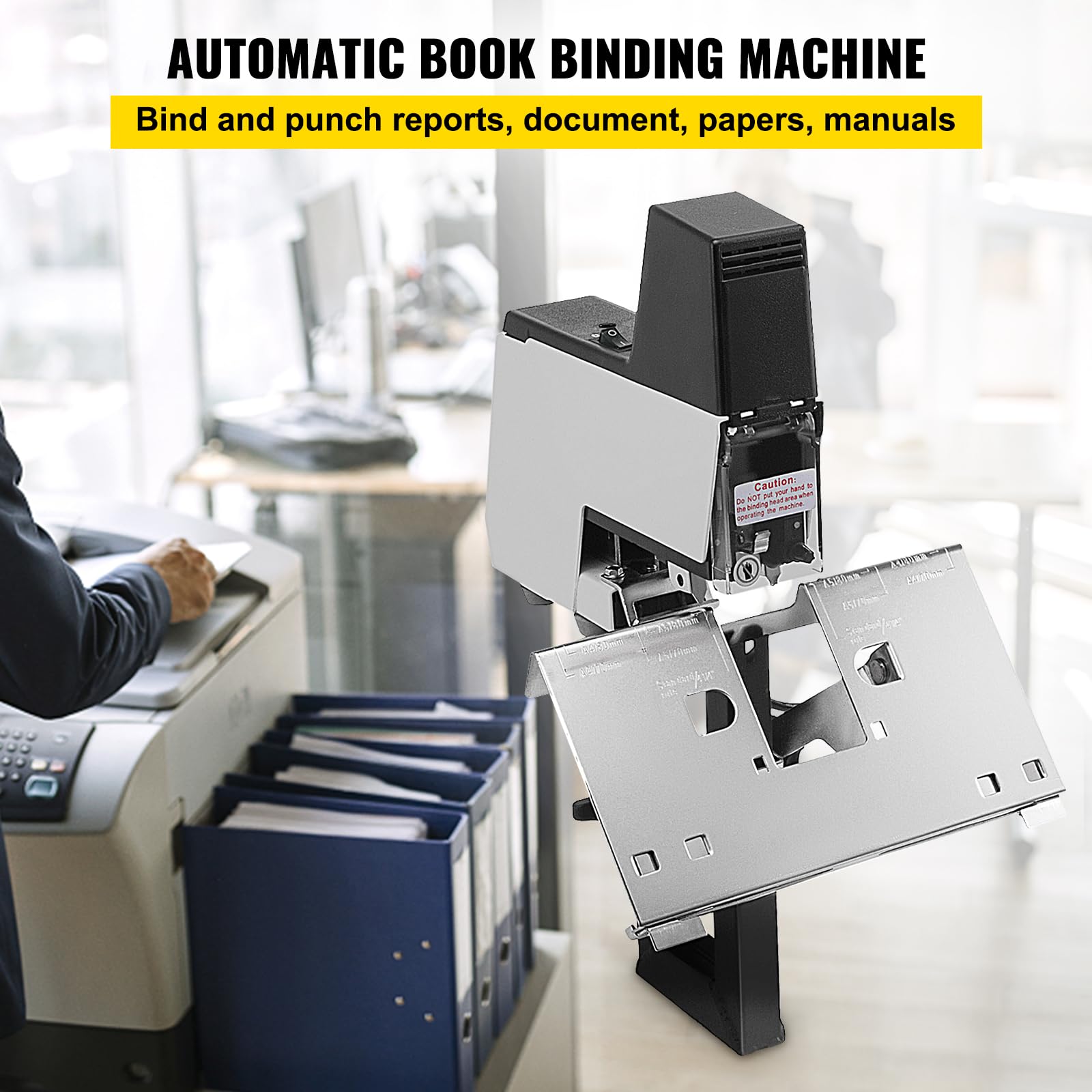 VEVOR Electric Stapler Rapid 106 Automatic Saddle Book Binder - Heavy Duty Flat & Book Binding Machine for 2-50 Sheets (110V, Black) - Perfect for Office, School, and Home Document Binding