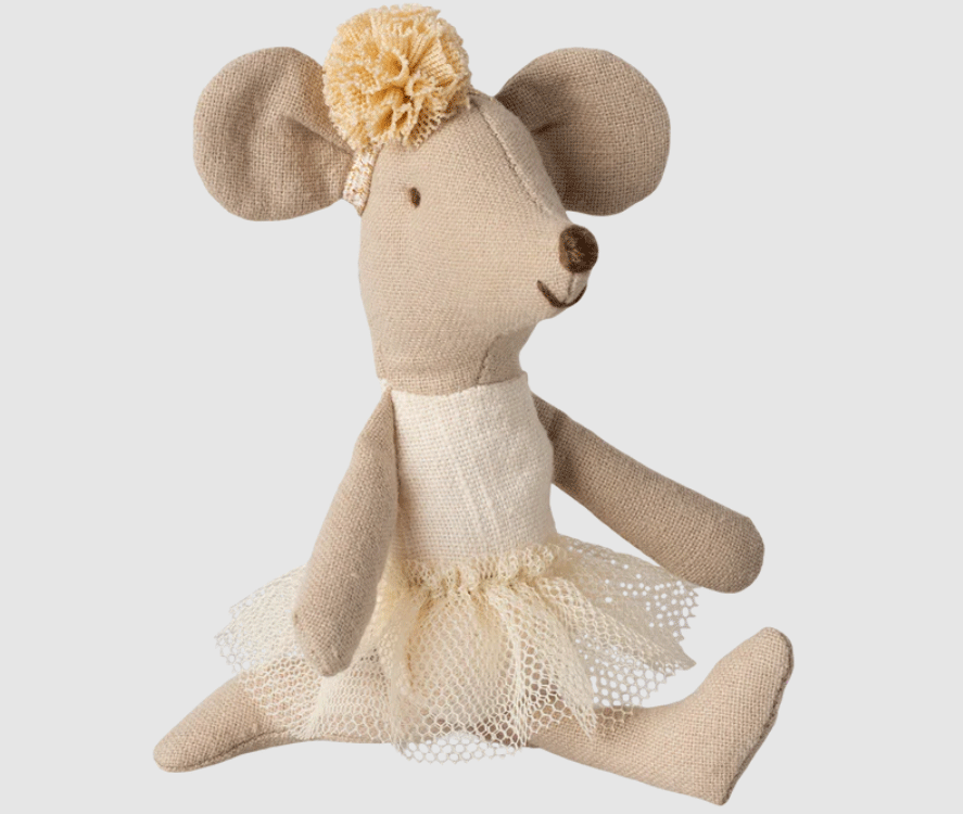 Maileg Little Sister Off White Ballerina Mouse - Adorable Collectible Doll for Kids | Perfect for Playtime, Nursery Decor & Gift Giving