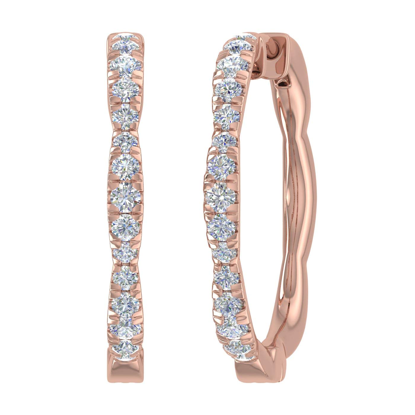 1/2 Carat Round Diamond Hoop Earrings in 10K Gold - IGI Certified | Elegant Everyday Jewelry for Women, Perfect Gift for Anniversary, Birthday & Special Occasions