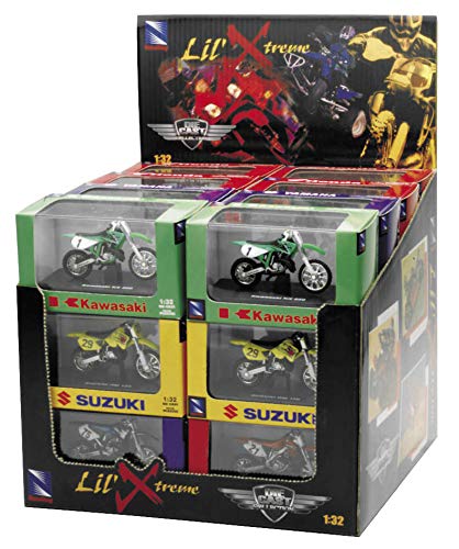 New Ray Toys 24-Piece Assorted Dirt Bike & Quad Bike Toy Set with Display Stand (06227C) - Perfect for Kids' Playtime, Birthday Gifts & Collectors' Displays