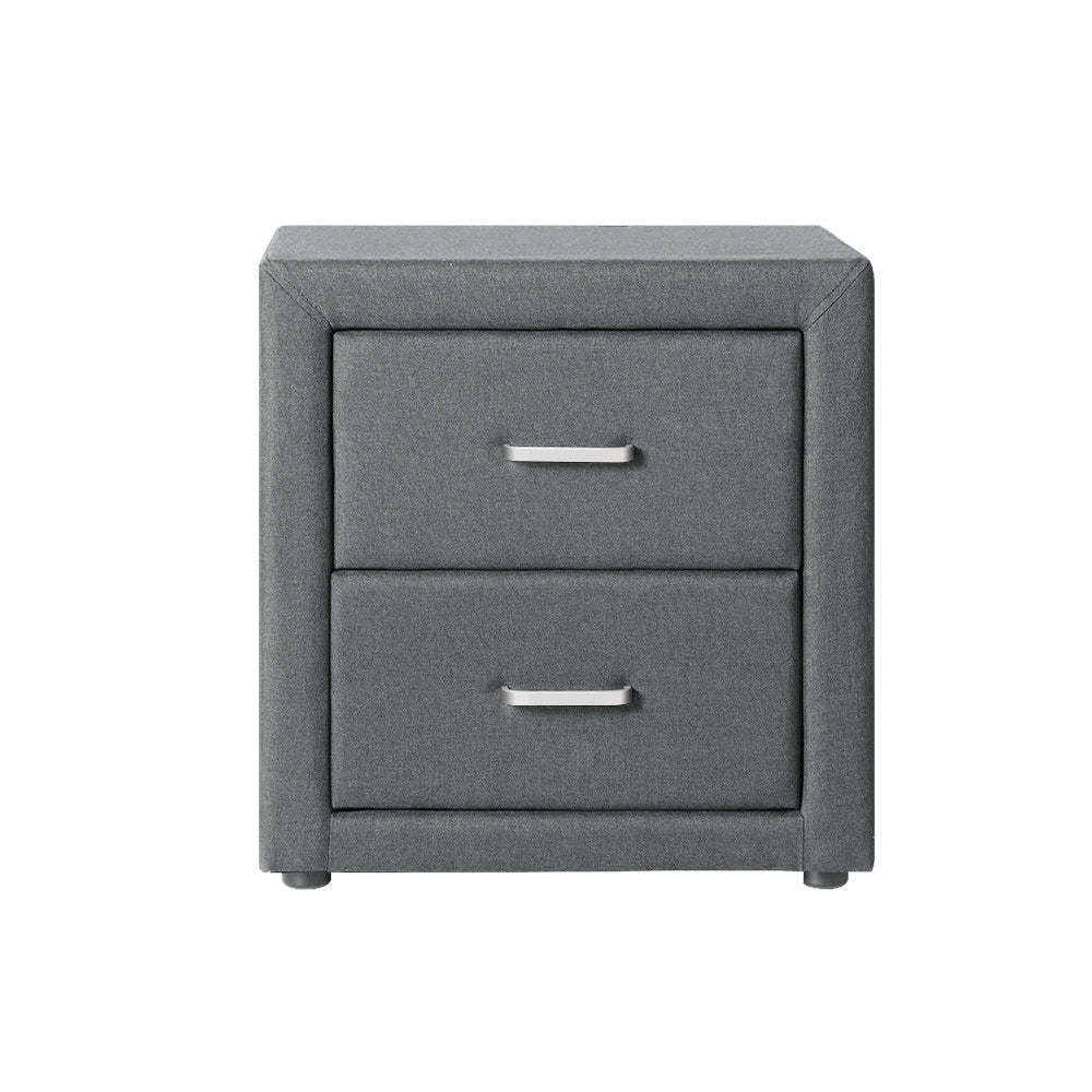 Modern Fabric Bedside Table - Grey Nightstand with Storage Shelf for Bedroom, Living Room, or Dorm | Compact & Stylish Night Stand with Easy Assembly