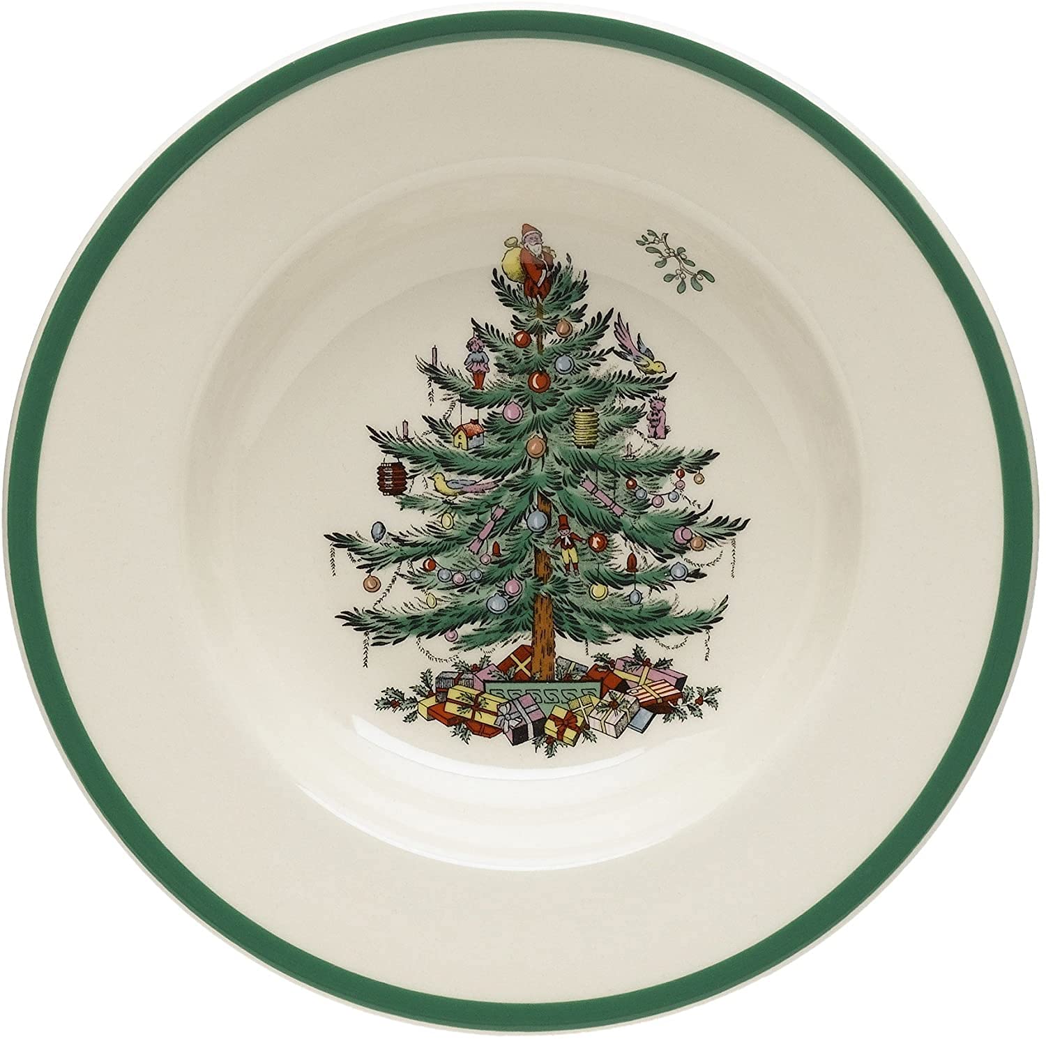 Spode Christmas Tree Collection Soup Plate - 9 Inch High-Quality Earthenware - Dishwasher, Oven, Freezer & Microwave Safe - Perfect for Holiday Dinners & Festive Table Settings