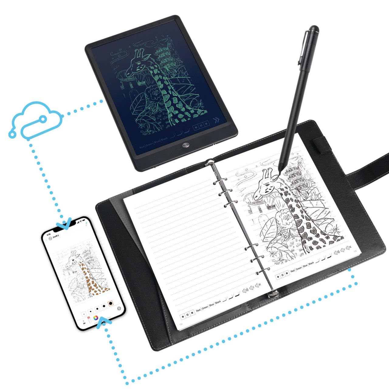 3-in-1 Digital Smart Pen with Notebook - Bluetooth Smartpen Writing Set for Note Taking & Drawing, Real-Time Digital Sync for iOS/Android, Ideal for Students, Meetings & Creative Work