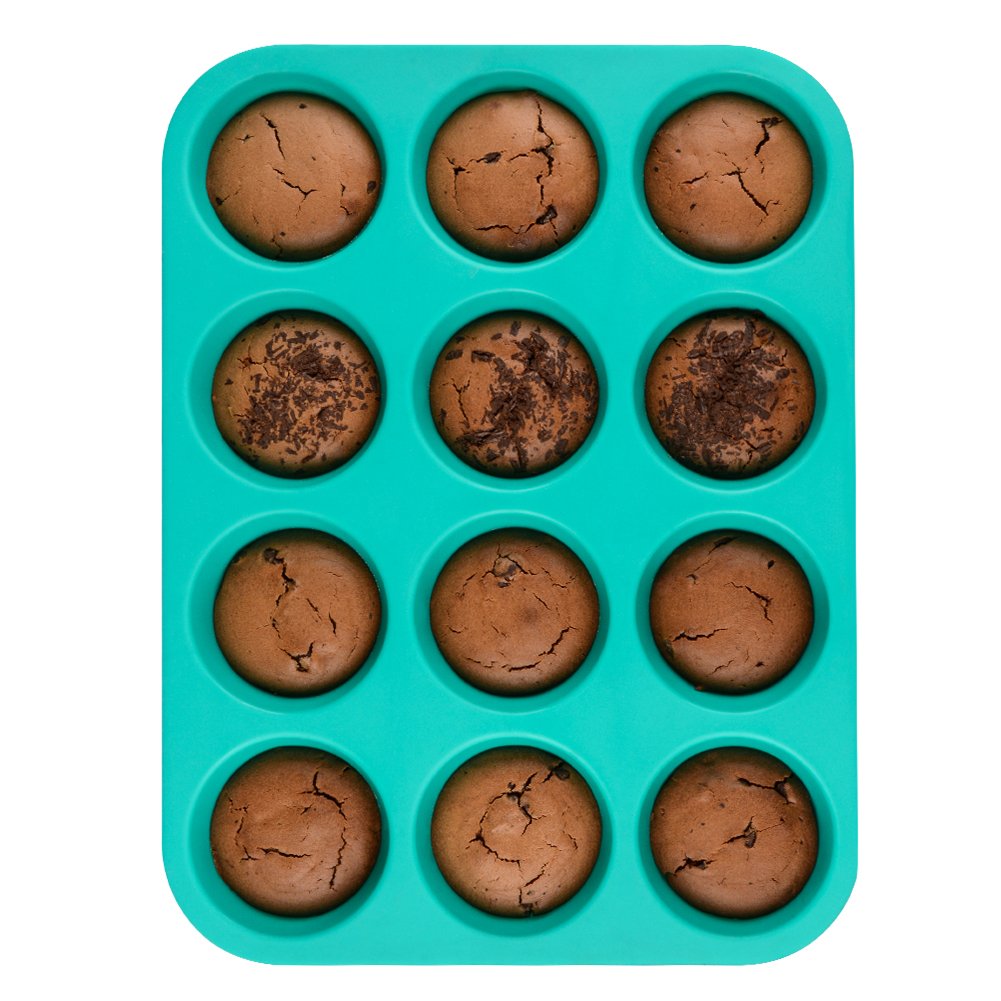 CAKETIME 24-Cup Mini & 12-Cup Regular Silicone Muffin Pan Set - Nonstick Food Grade Cupcake Baking Mold with 12 Bonus Silicone Liners - Perfect for Muffins, Cupcakes & Party Desserts
