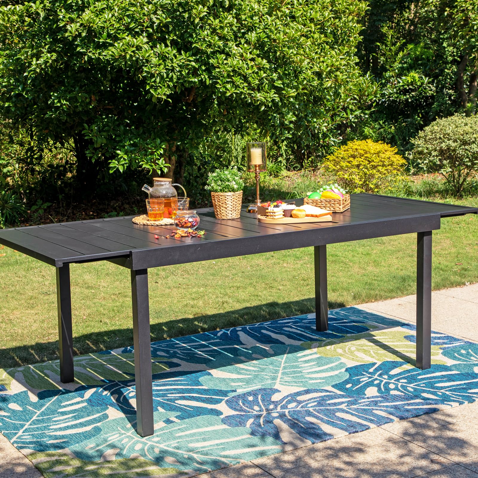 Sophia & William 7-Piece Patio Dining Set - Weather-Resistant Rattan Wicker Furniture with 6 Cushioned Chairs & Expandable Metal Table for Outdoor, Garden, Backyard | Perfect for BBQs, Family Gatherings & Summer Entertaining