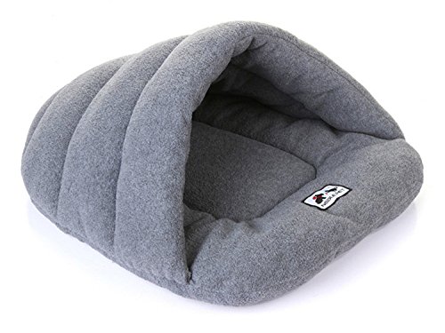 Cozy Pet Sleeping Bag Bed for Small Dogs & Cats - Warm Half-Covered Cushion Mat (19''x15''x2'', Gray) - Perfect for Indoor Sofa, Crate & Winter Nights