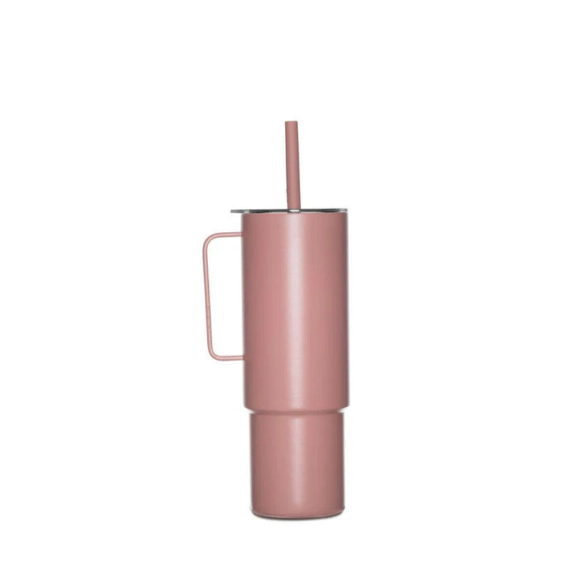 MiiR 32oz All Day Straw Tumbler with Lid - Insulated Stainless Steel Water Bottle for Hot & Cold Drinks, Leakproof Travel Cup for Gym, Hiking, Office & Outdoor Activities (Rosewood Pink)