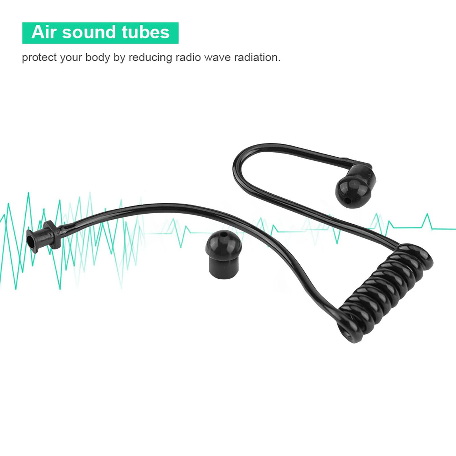 KOSDFOGE Acoustic Ear Tube - Pack of 5 Clear Coiled Replacement Tubes for Two-Way Radio Earpieces (Black) | Durable Radio Accessories for Law Enforcement & Security Professionals | Perfect for Police, Security Guards & Event Staff Communication