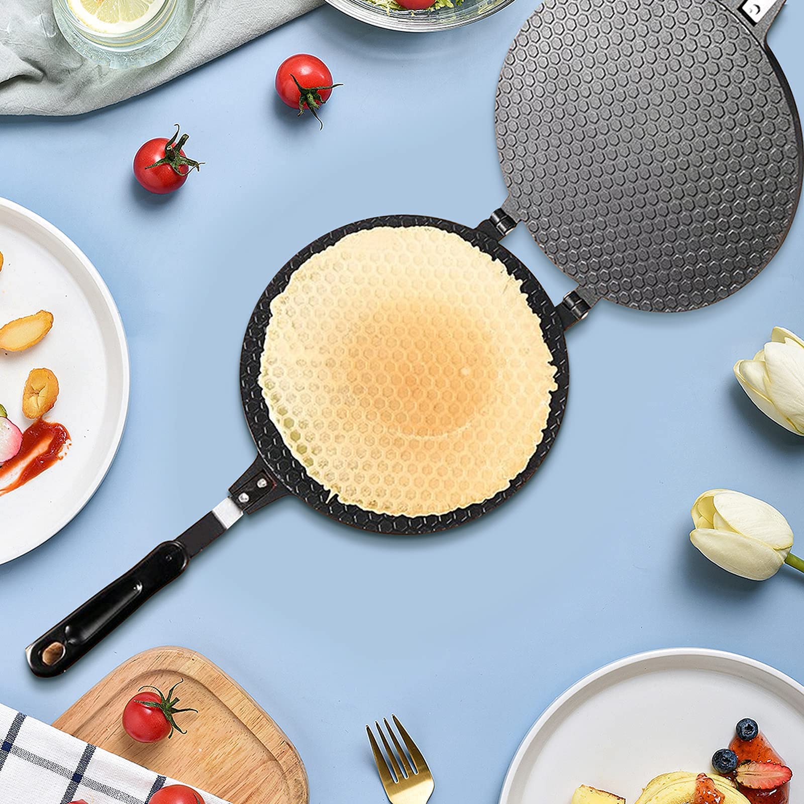 Dyna-Living Commercial Waffle Cone Maker Machine - 6.7/8.6 Inch Egg Roll Mold for Homemade Ice Cream Cones, Perfect for Bakeries, Ice Cream Shops & Home Use