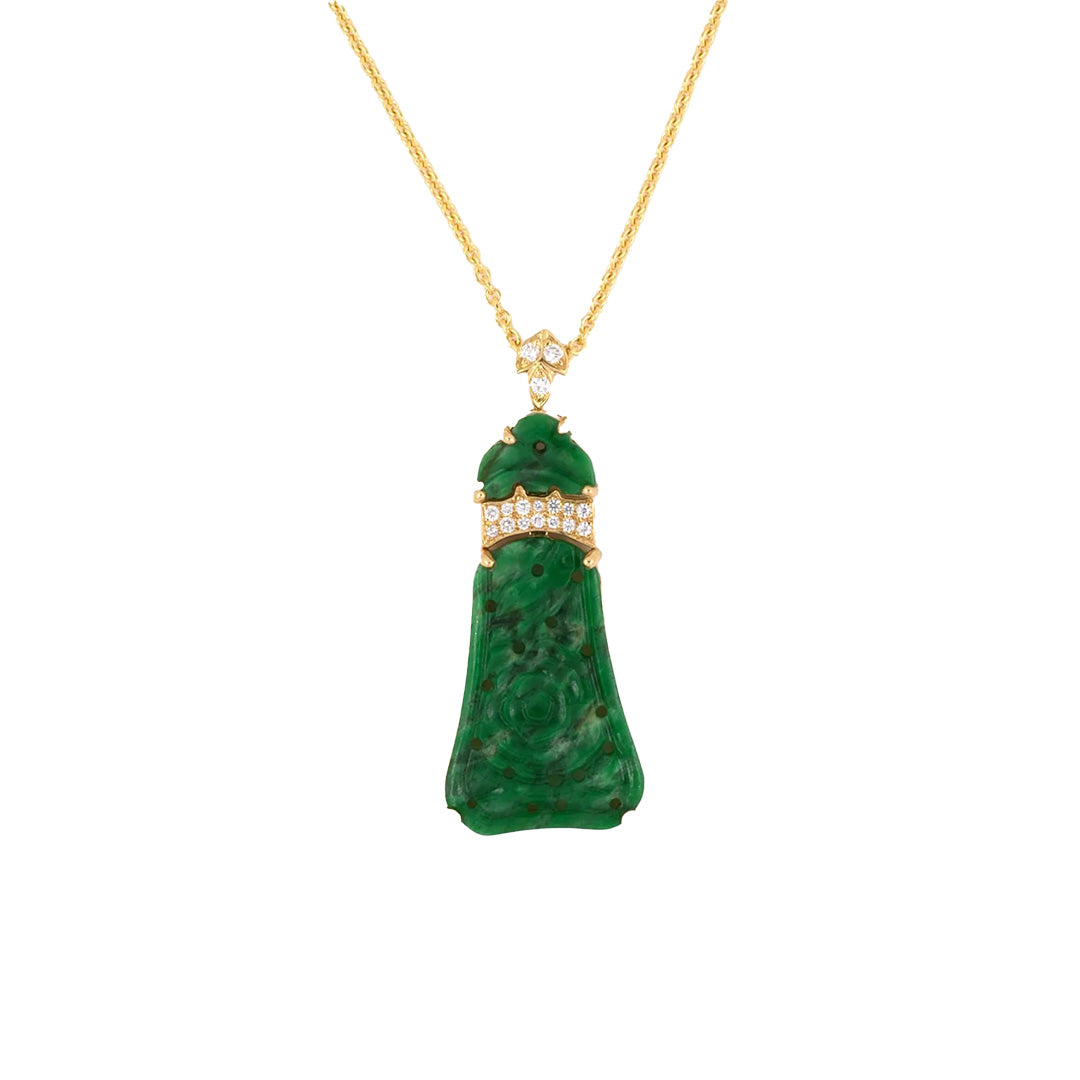 Exquisite Green Jadeite Floral Carved Pendant Necklace - Elegant Handcrafted Jewelry for Women, Perfect for Weddings, Parties & Special Occasions