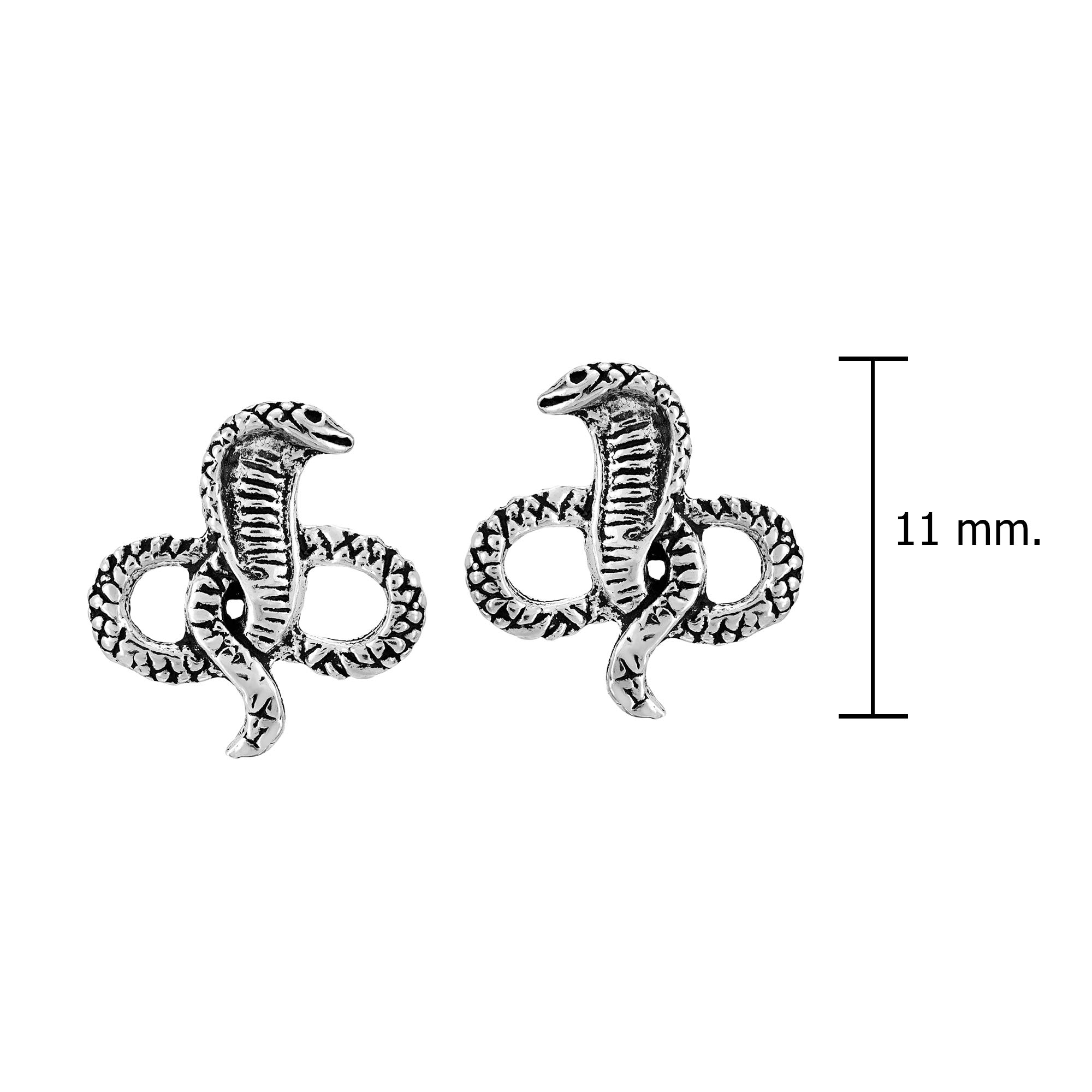 AeraVida Feisty Mini King Cobra Snake .925 Sterling Silver Stud Earrings for Women | Hypoallergenic Snake Jewelry | Unique Handmade Sterling Silver Earrings | Perfect for Parties, Gifts & Everyday Wear