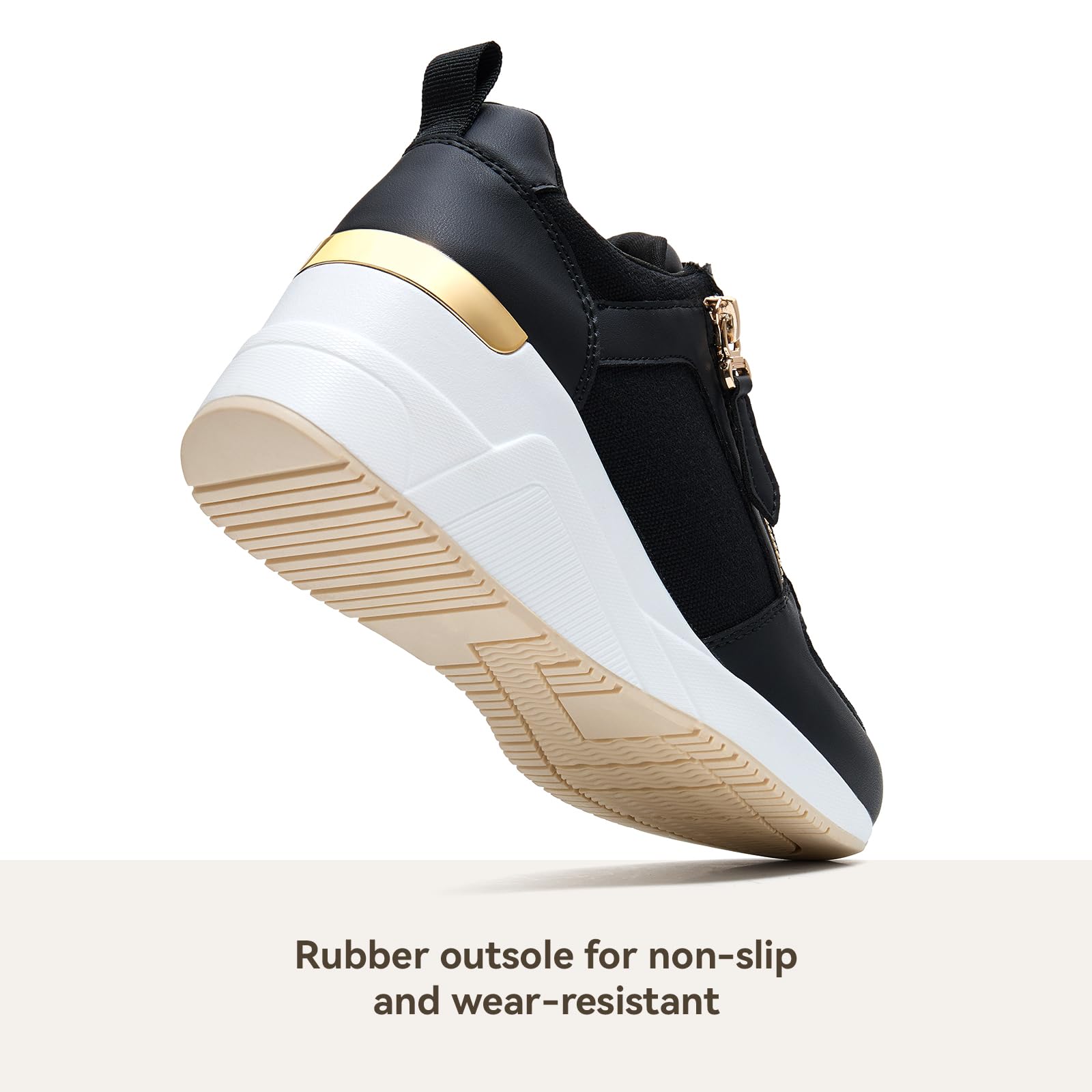 Viscozzy Women's Comfortable Wedge Sneakers with Cushioned Insoles - Stylish High Heel Shoes for Walking, Work & Casual Outfits