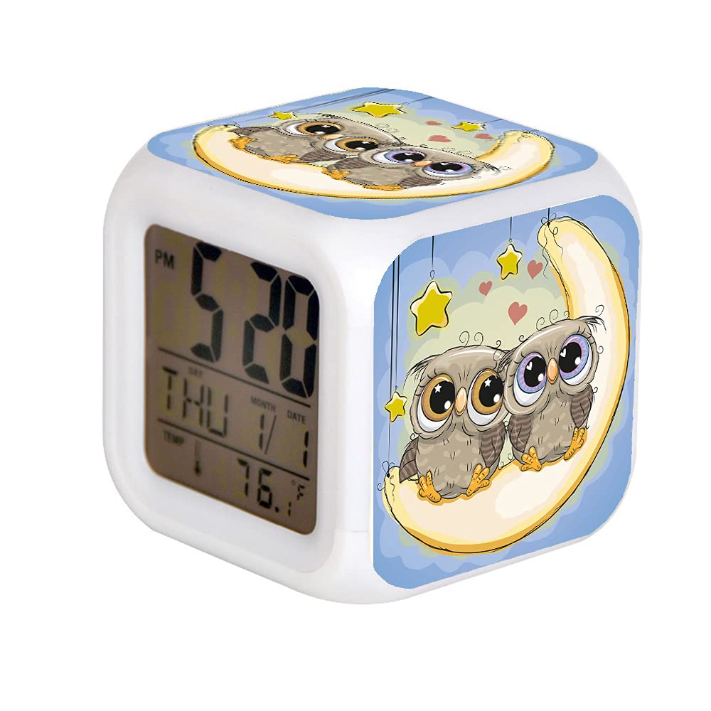 **7 Color Changing LED Digital Alarm Clock with Night Light - Owl Design Kids Desk Clock, Perfect Gift for Children | Bedroom, Nursery, Dorm Room**