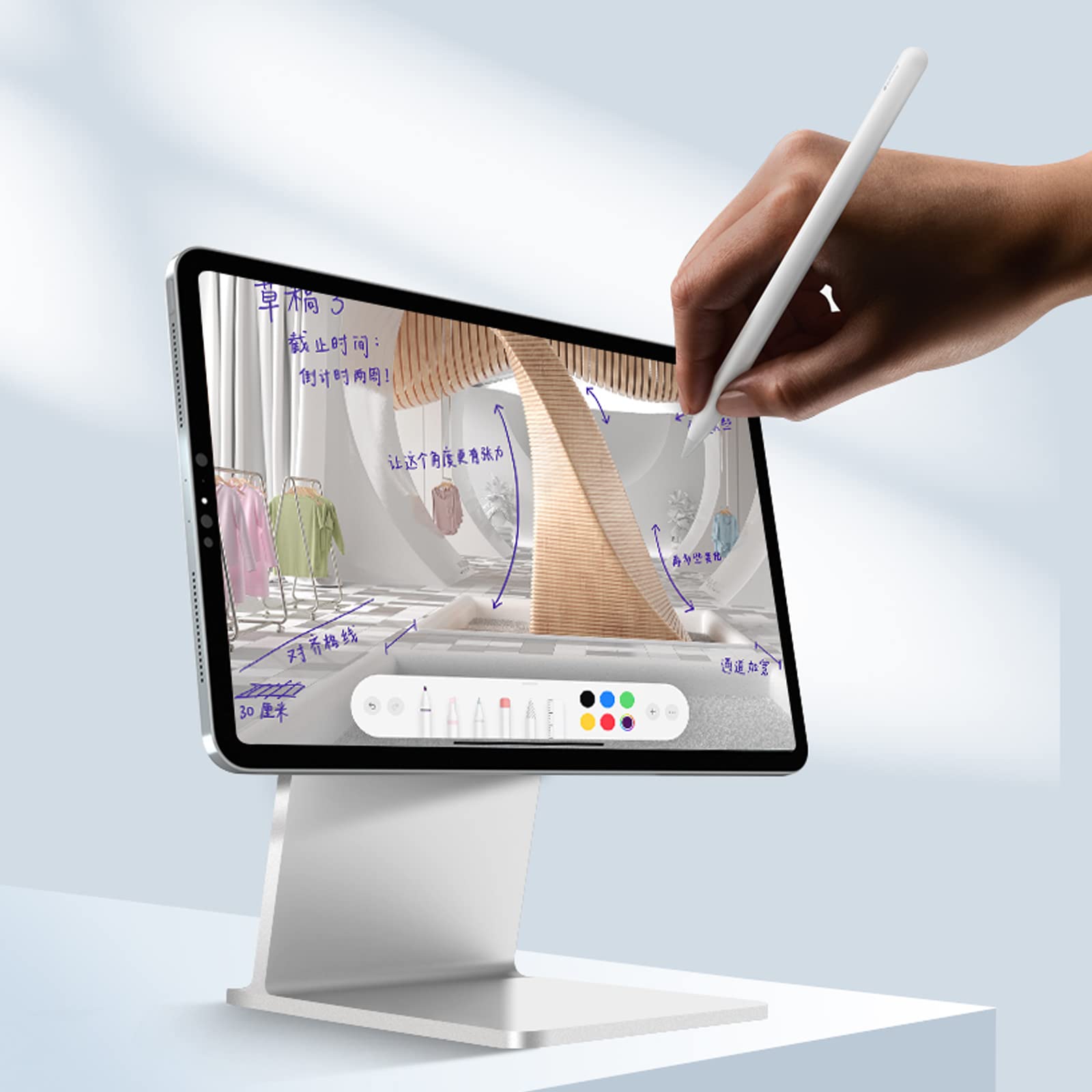 Magnetic iPad Pro Stand - Adjustable Floating Mount Holder for iPad Pro 12.9