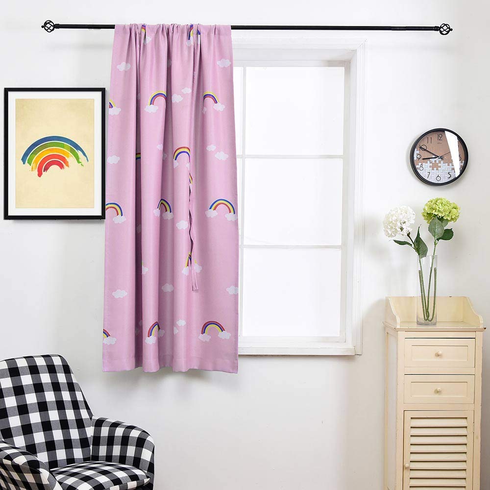 ELEOPTION Thermal Insulated Blackout Curtains for Small Windows - Rainbow Pink Window Valance Balloon Blind with Rod Pocket, 24