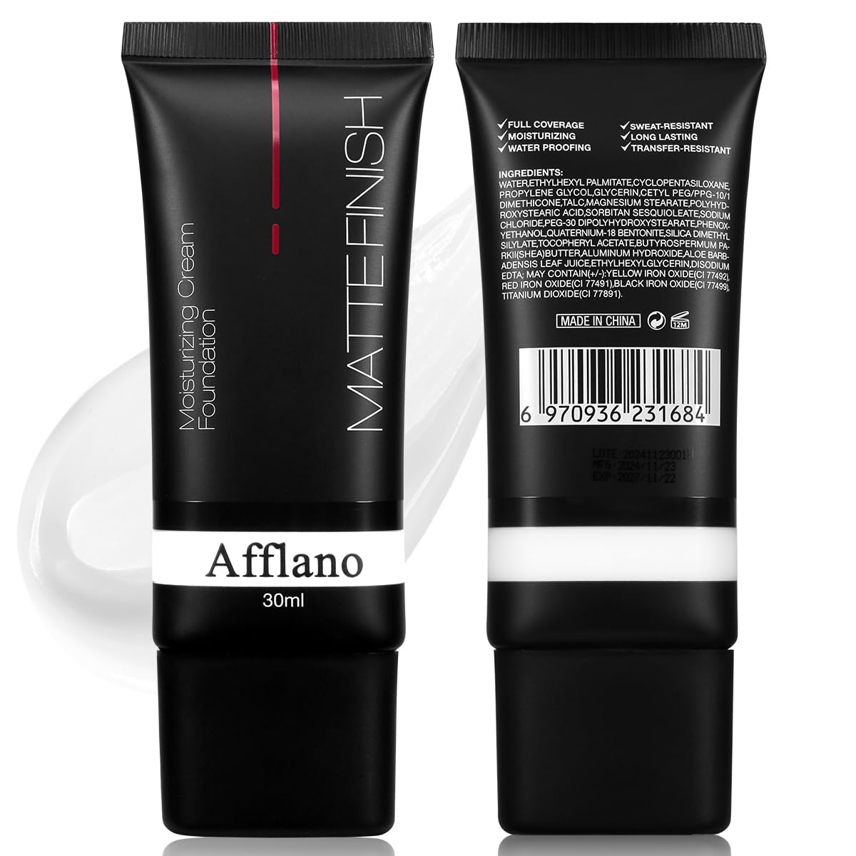 White Full Coverage Color Changing Liquid Foundation - Waterproof, Long-Lasting Goth & Clown Makeup for Cosplay, Halloween & Dramatic Looks | Creamy Formula for Daily Wear & Special Occasions