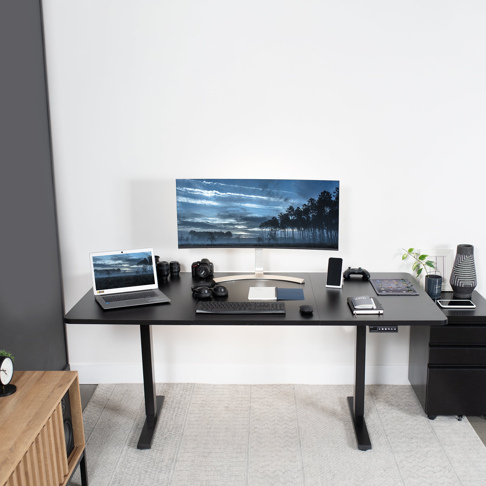1B Split Top Series Single Motor Electric Standing Desk with Push Button Memory Controller - Perfect for Home Office, Gaming & Study Workspace