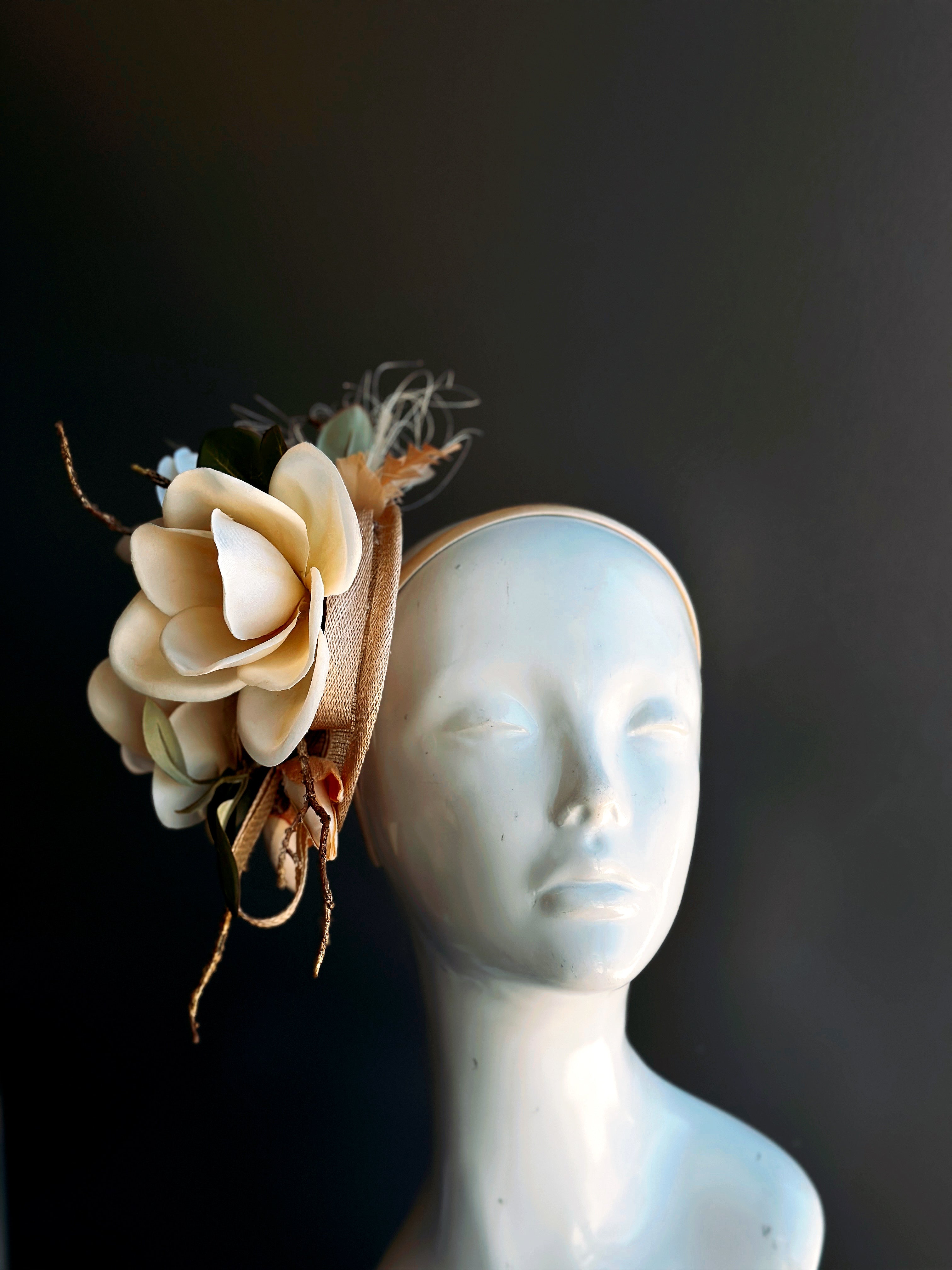 Elegant Magnolia Sinamay Fascinator Hat - Perfect for Weddings, Races & Special Occasions