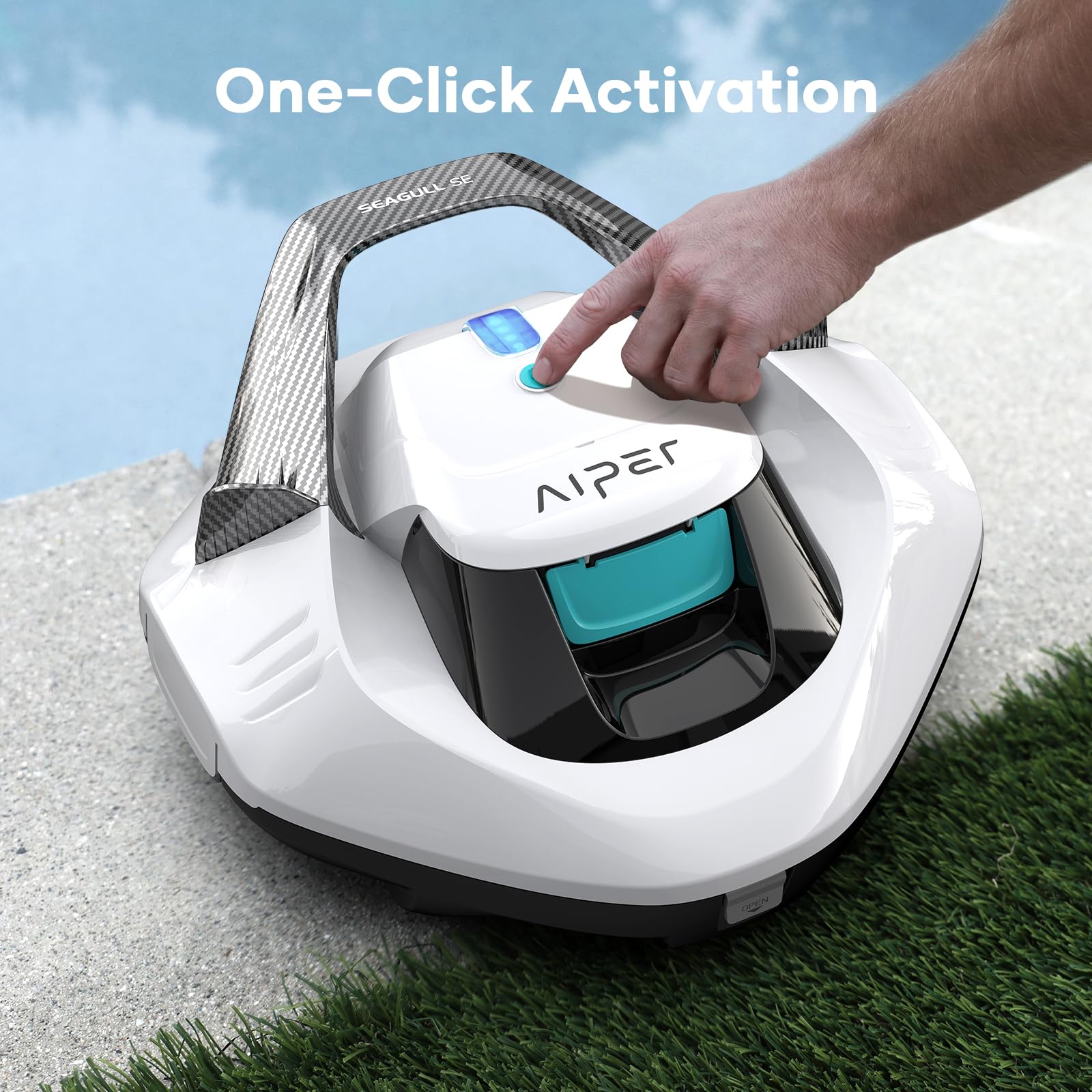 AIPER Cordless Robotic Pool Cleaner with Self-Parking - Automatic Above Ground Pool Vacuum for Flat Surfaces up to 40ft - Portable & Lightweight White Pool Cleaning Robot for Easy Maintenance (Perfect for Backyard, Inground & Small Pools)