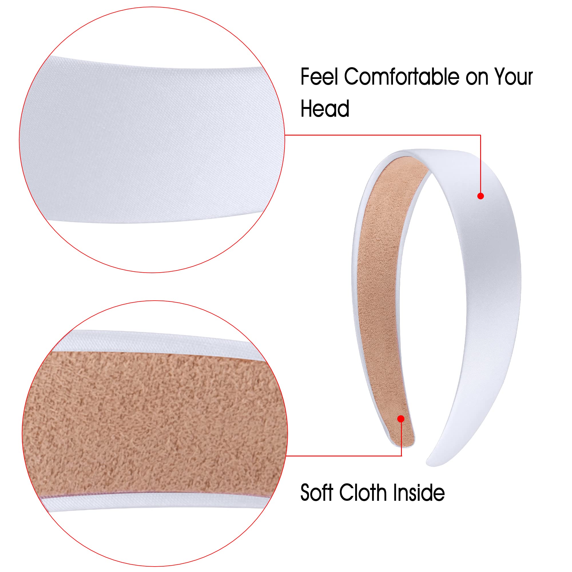 SIQUK 30-Piece White Satin Headbands Set - 1 Inch Wide Hard Hair Bands for Women & Girls | Perfect for DIY Hair Accessories, Bridal Parties, and Everyday Styling