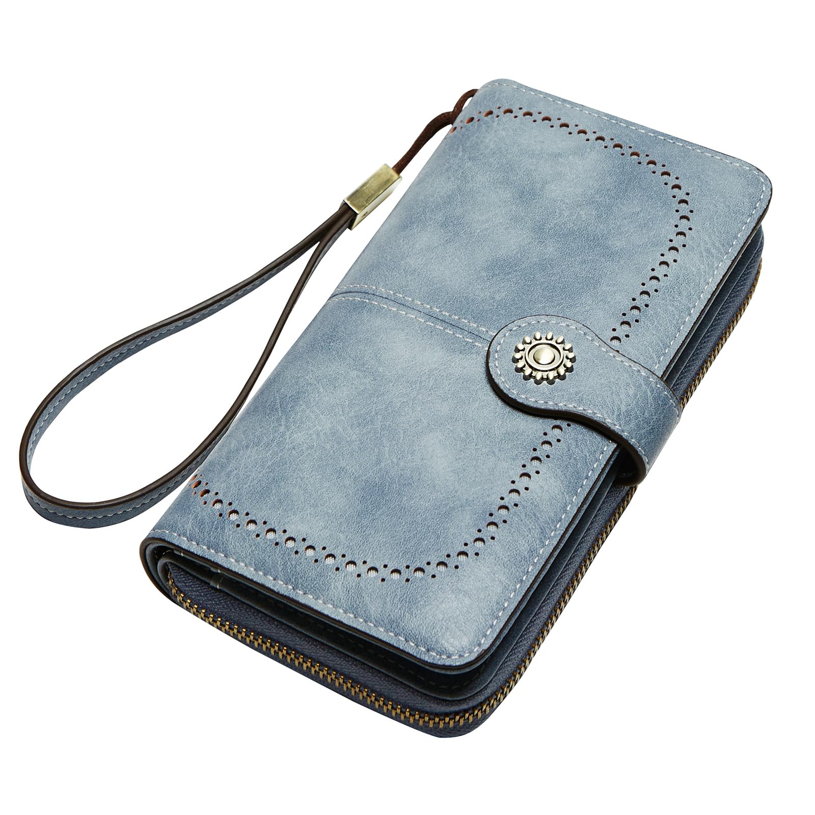 RFID Blocking Leather Wallet for Women - Large Capacity Card Holder, Phone Clutch & Travel Purse with Wristlet | Perfect for Everyday Use, Shopping & Business Travel
