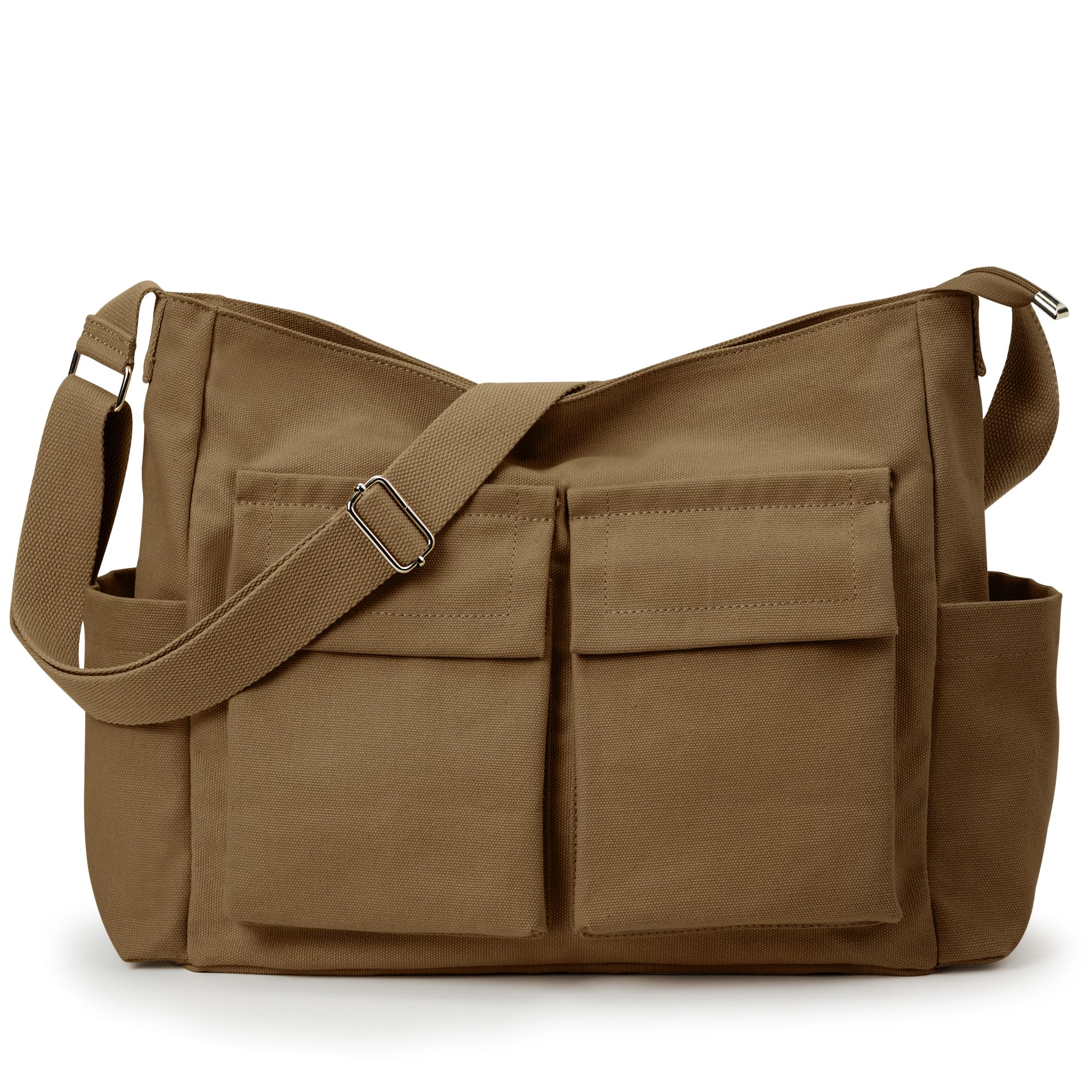 KALIDI Canvas Tote Bag - Large Crossbody Messenger Bag for Women & Men - Durable Casual Shoulder Bag for College, Work & Daily Use - Perfect for Shopping, Travel & Commuting