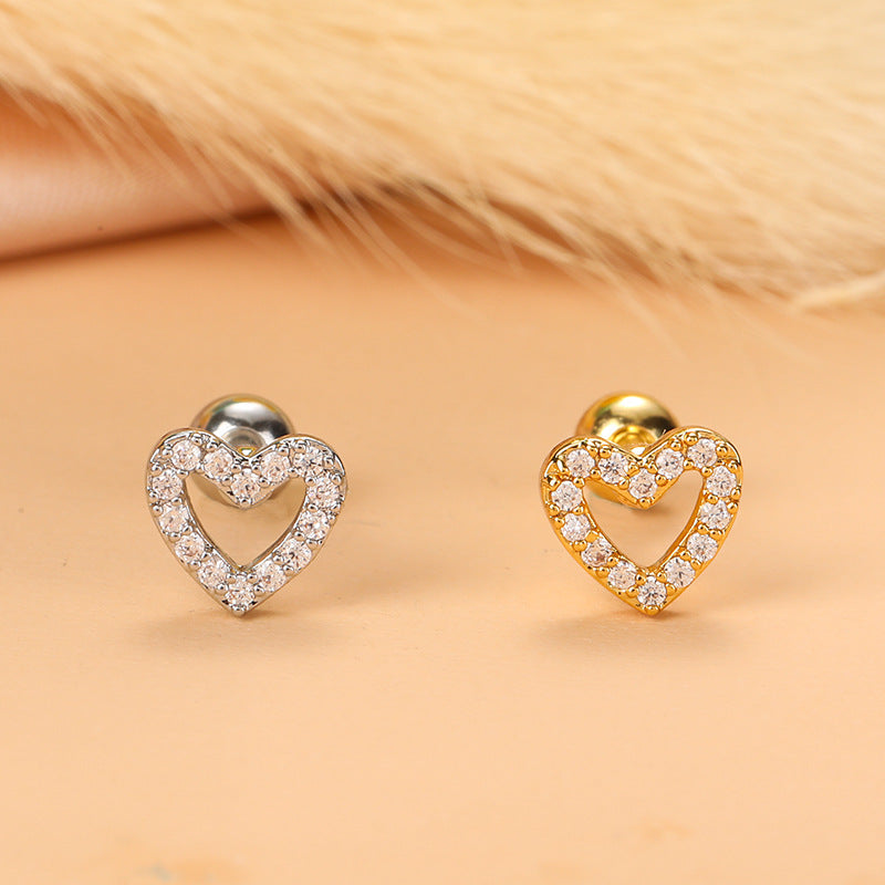 20G Hypoallergenic Heart Stud Earrings - Surgical Steel Cartilage Tragus Helix Piercing Jewelry | Perfect for Unicorn Tragus, Ear Cuffs & Unique Ear Stacks