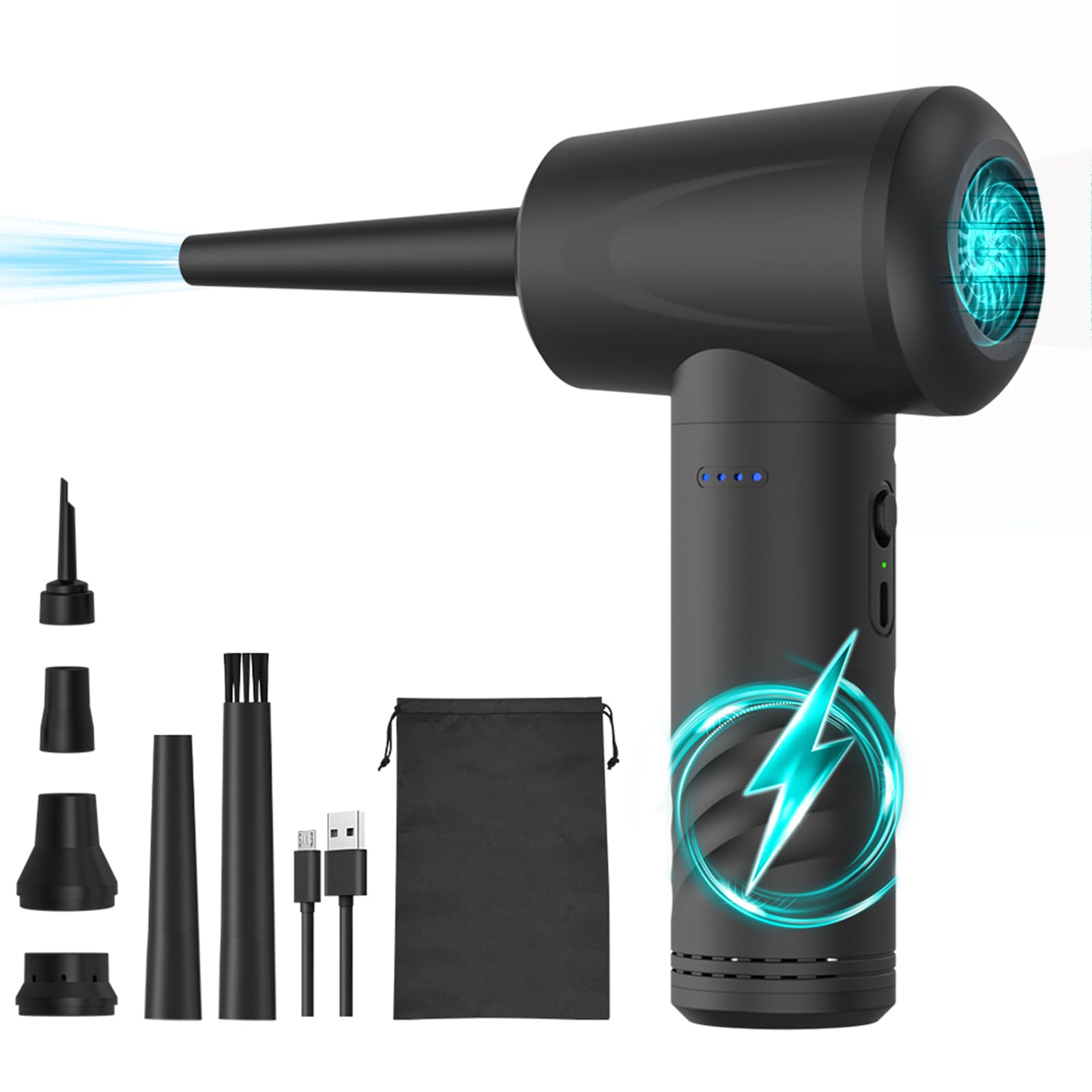 Electric Air Pump for Inflatables - 6000mAh Rechargeable Compressed Air Duster & Inflator/Deflator for Pool Floats, Swimming Rings, Couches - Portable Air Blower for Car, Computer Cleaning, Dusting & Home Use