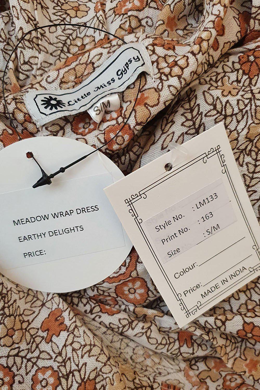 LITTLE MISS GYPSY Earthly Delights Meadow Wrap Midi Dress for Women - Floral Boho Summer Dress (S/M) - Perfect for Beach Vacations, Music Festivals & Date Nights