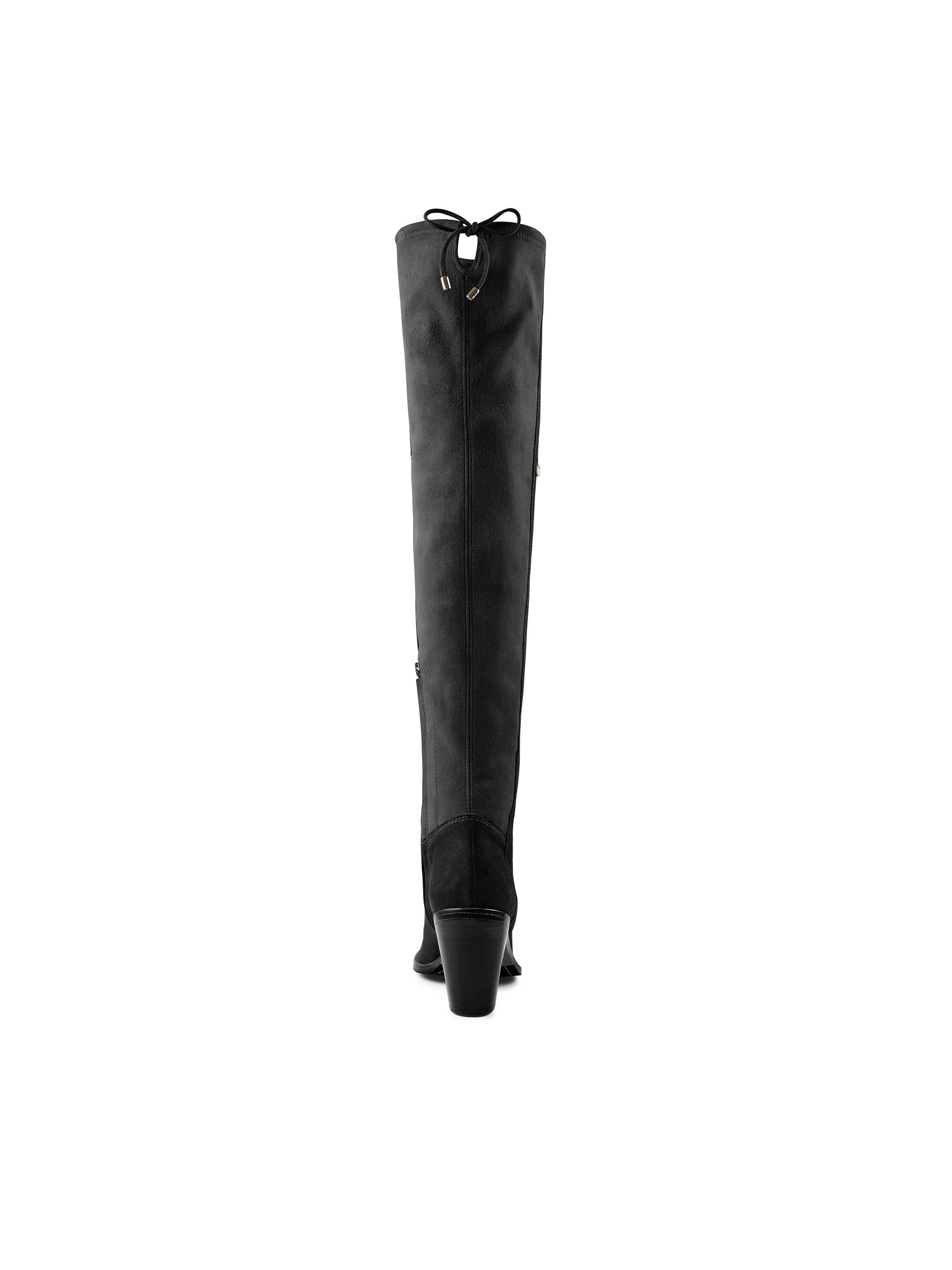 Over Knee Brompton Black Suede Boots - Stylish & Comfortable Women's Winter Boots for Casual Outings & Nightlife