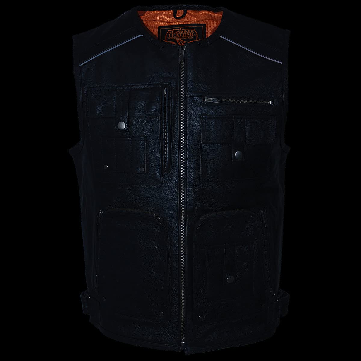 Milwaukee Leather MLM3580 Men's Black Super Utility Multi-Pocket Motorcycle Vest - Durable Biker Vest for Riding, Travel & Outdoor Adventures