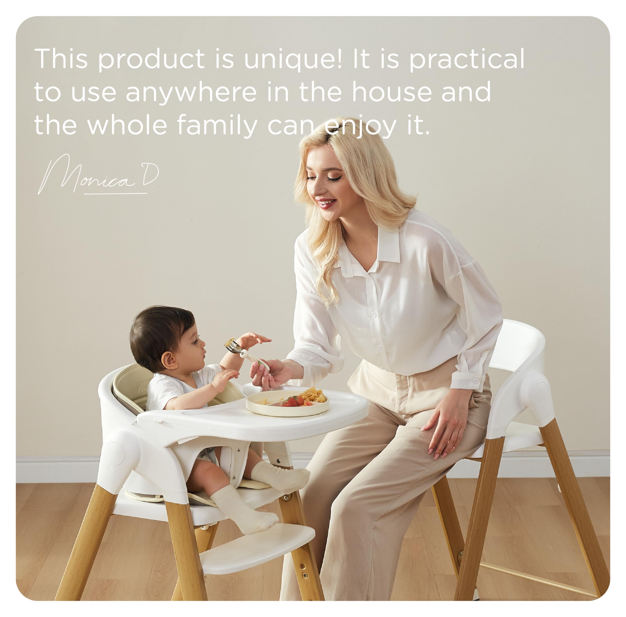 **Adjustable Convertible Baby High Chair with 5-Point Harness & Removable Tray – Foldable, Easy-Clean Wood-Printed Metal Design for Infants & Toddlers – Perfect for Dining, Feeding & Family Meals (White & Natural Wood-Printed Metal)**