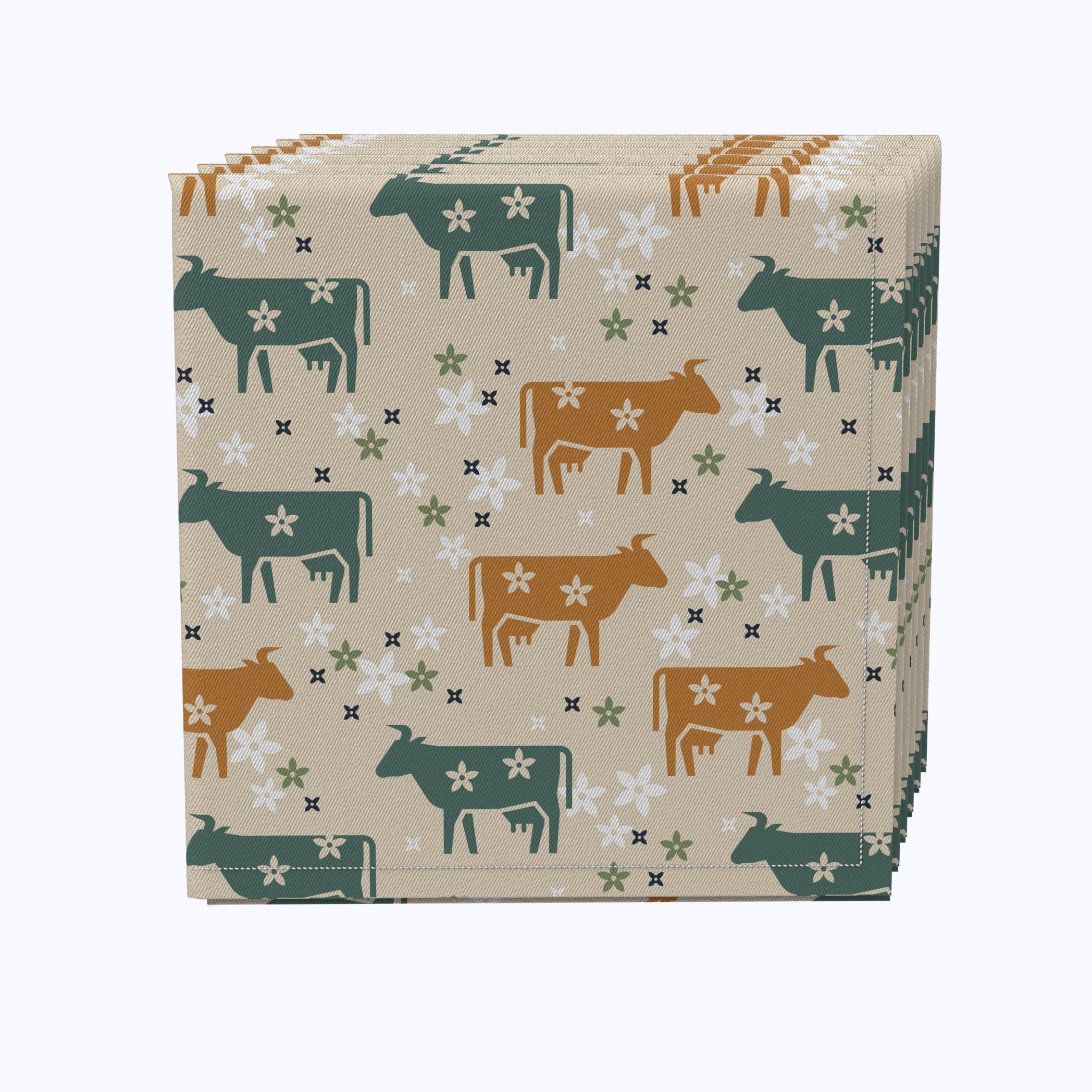 Floral Print Cow Design Paper Napkins - 120 Count Disposable Dinner Napkins for Parties, Weddings, and Farmhouse Decor