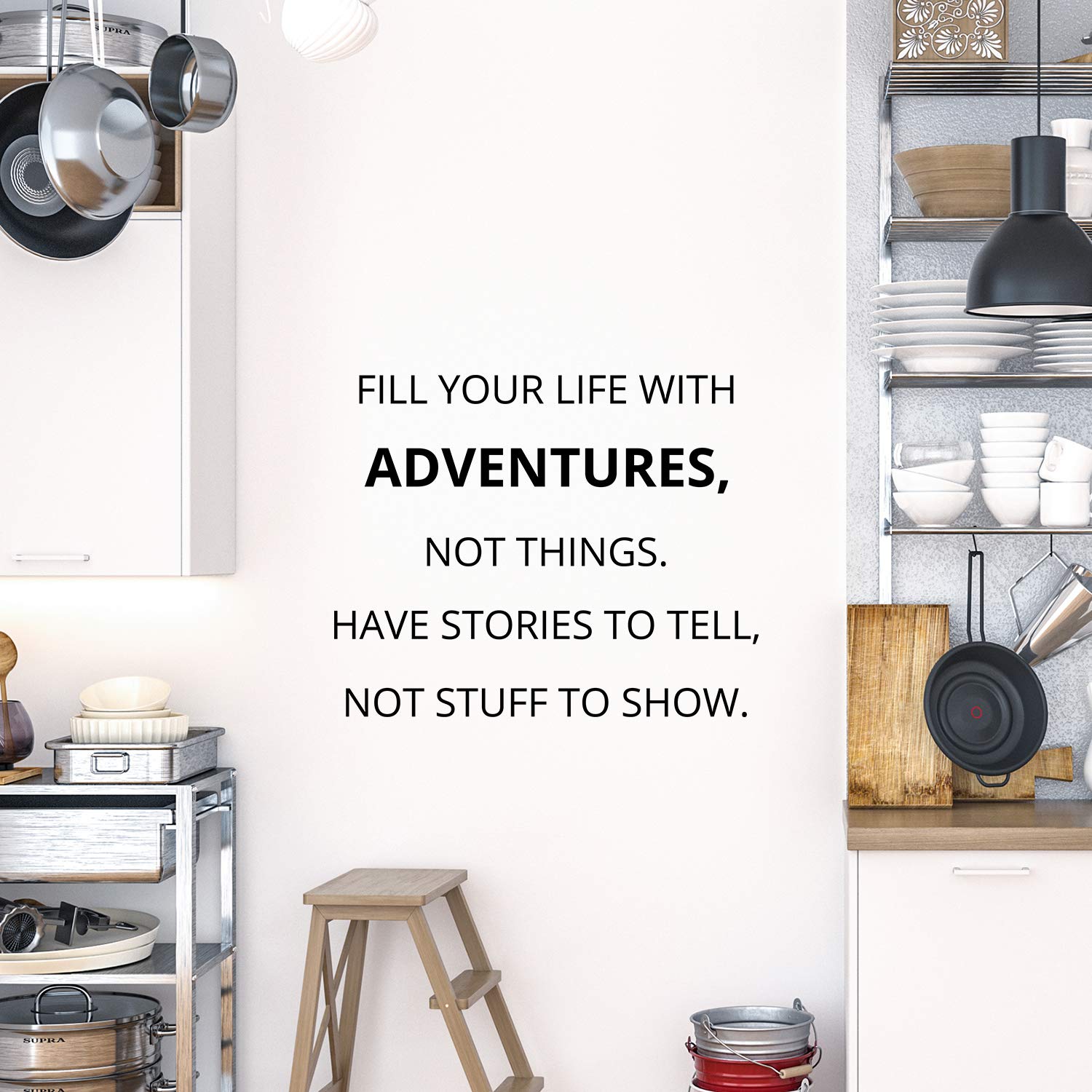 Large Inspirational Wall Decal Sticker - Fill Your Life with Adventures Not Things - Motivational Quote Vinyl Art for Office, School, Classroom & Gym Decor - Perfect for Home, Work & Fitness Spaces