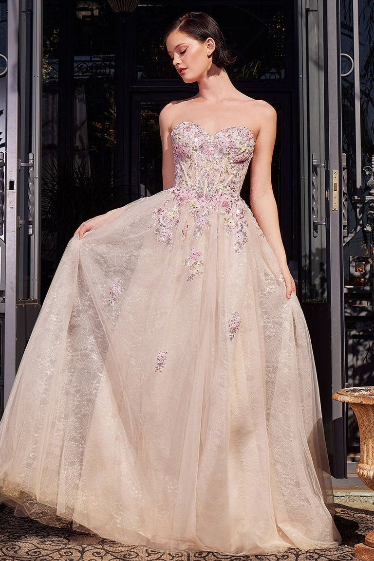 Andrea & Leo A1468 Summer Garden Applique A-Line Gown - Elegant Floral Dress for Weddings, Parties & Special Occasions