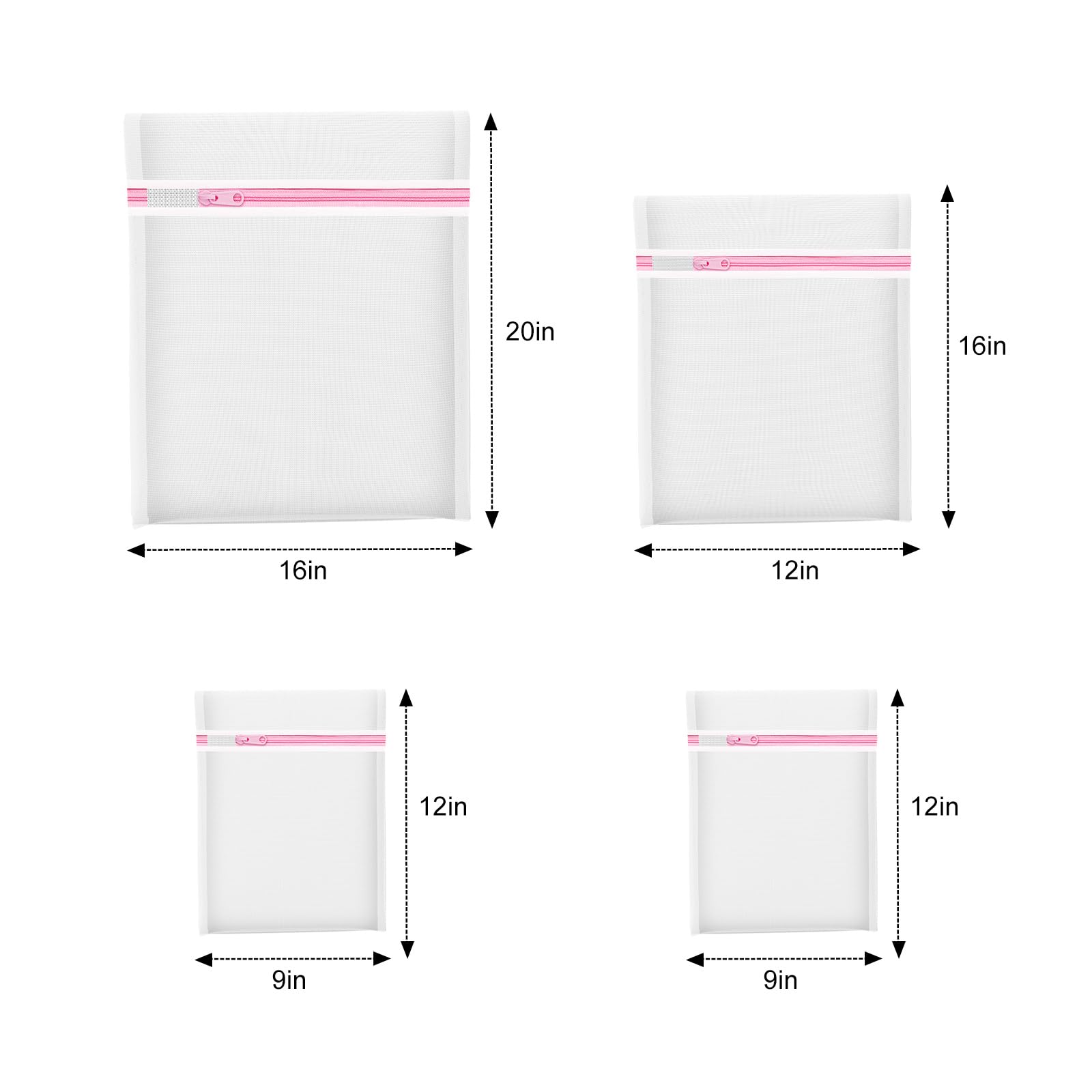 4-Piece Delicate Laundry Bags Set - Fine Mesh Wash Bags for Bras, Underwear & Lingerie Protection - Small, Medium & Large Sizes - Perfect for Travel, Dorm Storage & Baby Toy Organization - Gentle Washing & Storage Solution