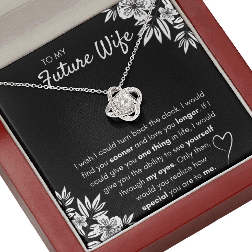 Future Wife Necklace Gift - Sterling Silver Love Knot Pendant with Engraved Message Card & Gift Box - Perfect for Engagement, Anniversary, Valentine's Day & Romantic Surprises